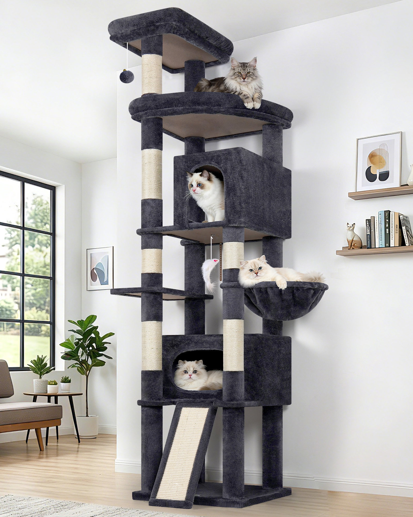 F84B Cat Tree Tower(Dark Grey,84-inch)