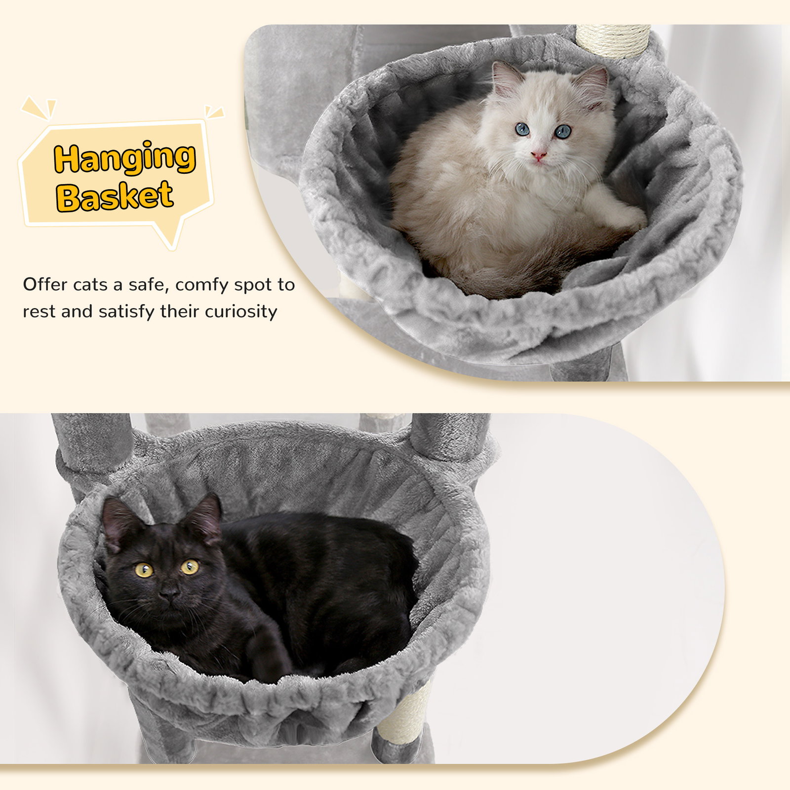 S78 Cat Tower With Scratching Post(Light Grey,78-inch)