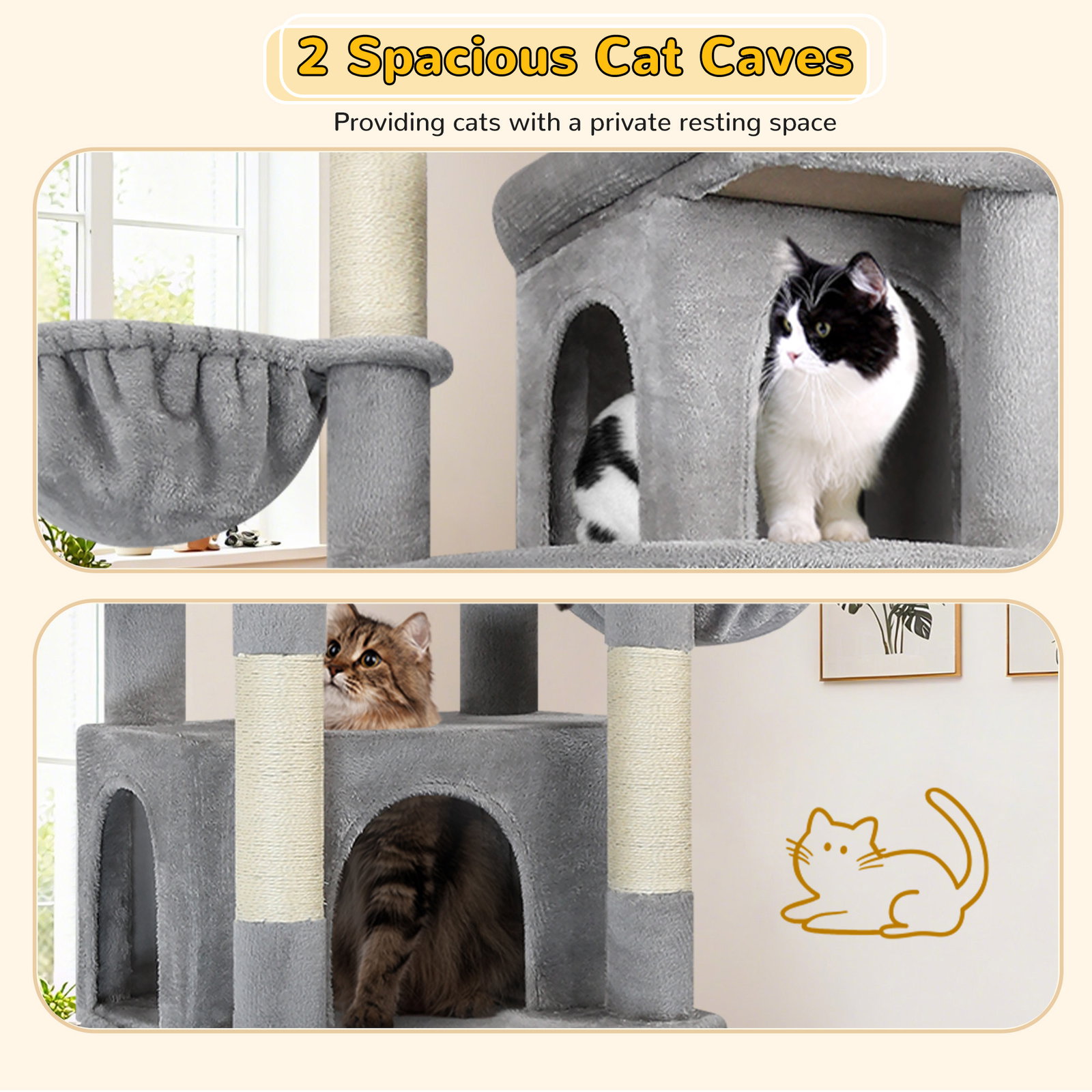 S78 Cat Tower With Scratching Post(Light Grey,78-inch)