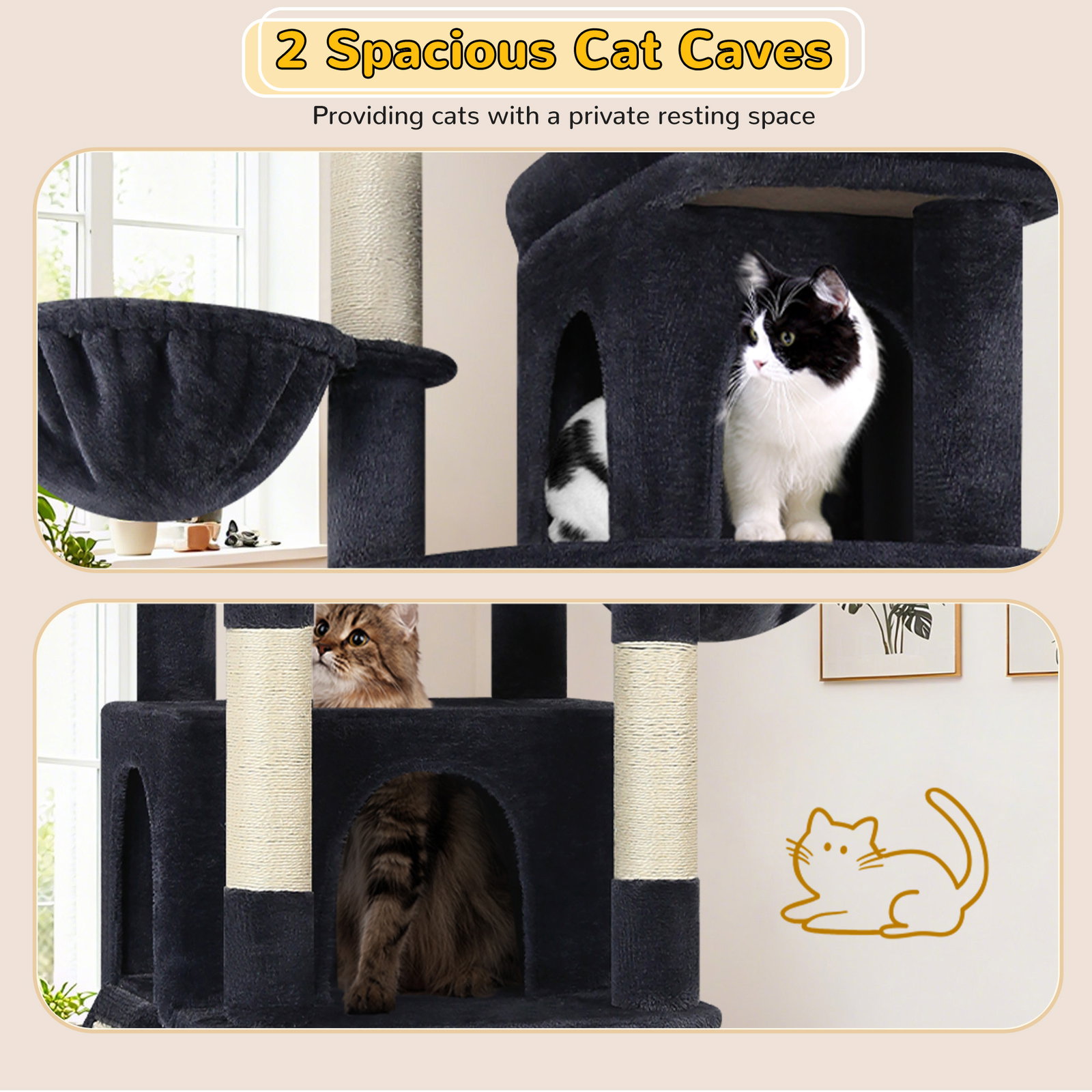 S78 Cat Tower With Scratching Post(Dark Grey,78-inch)