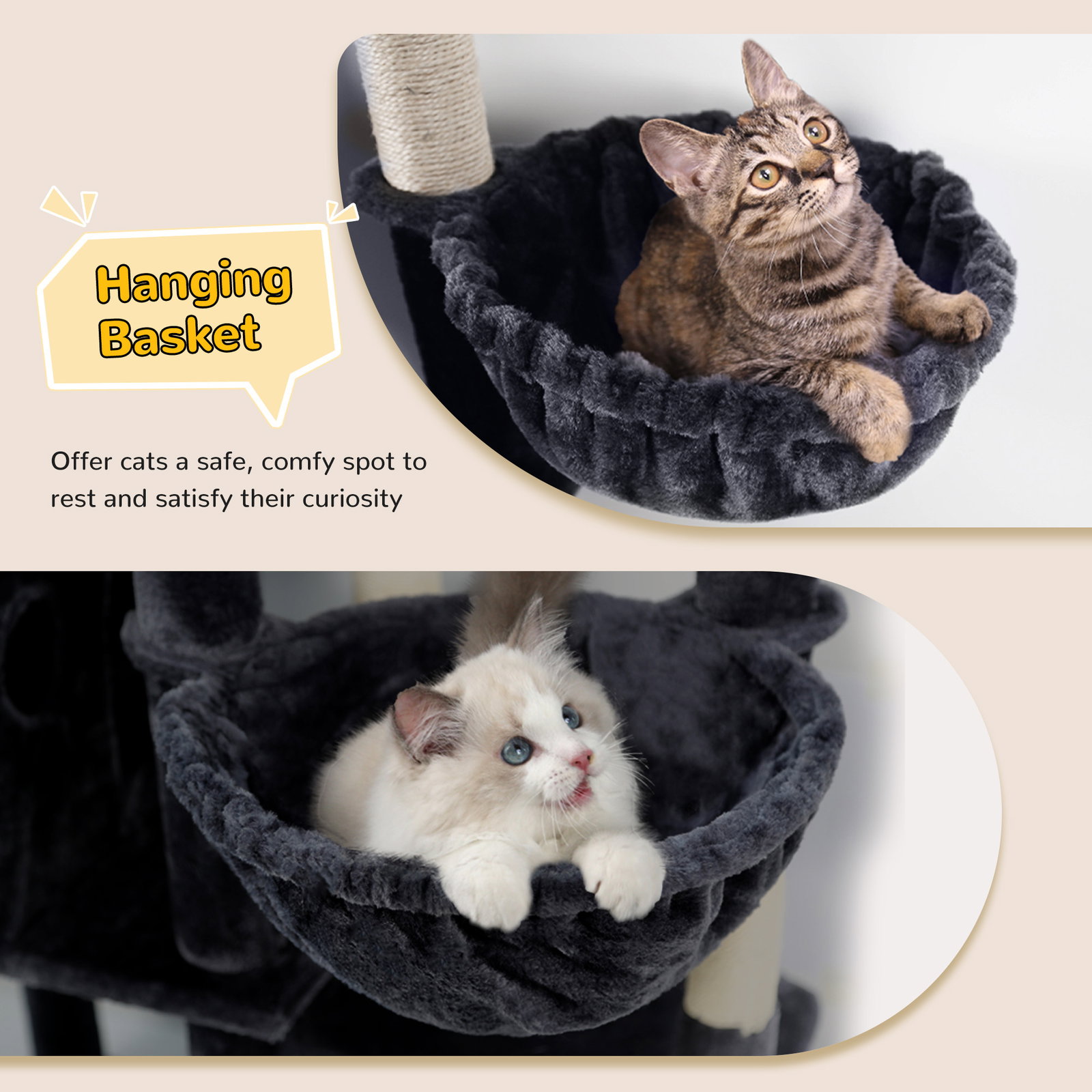 S78 Cat Tower With Scratching Post(Dark Grey,78-inch)