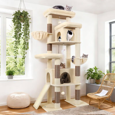 S78 Cat Tower With Scratching Post(Beige,78-inch)