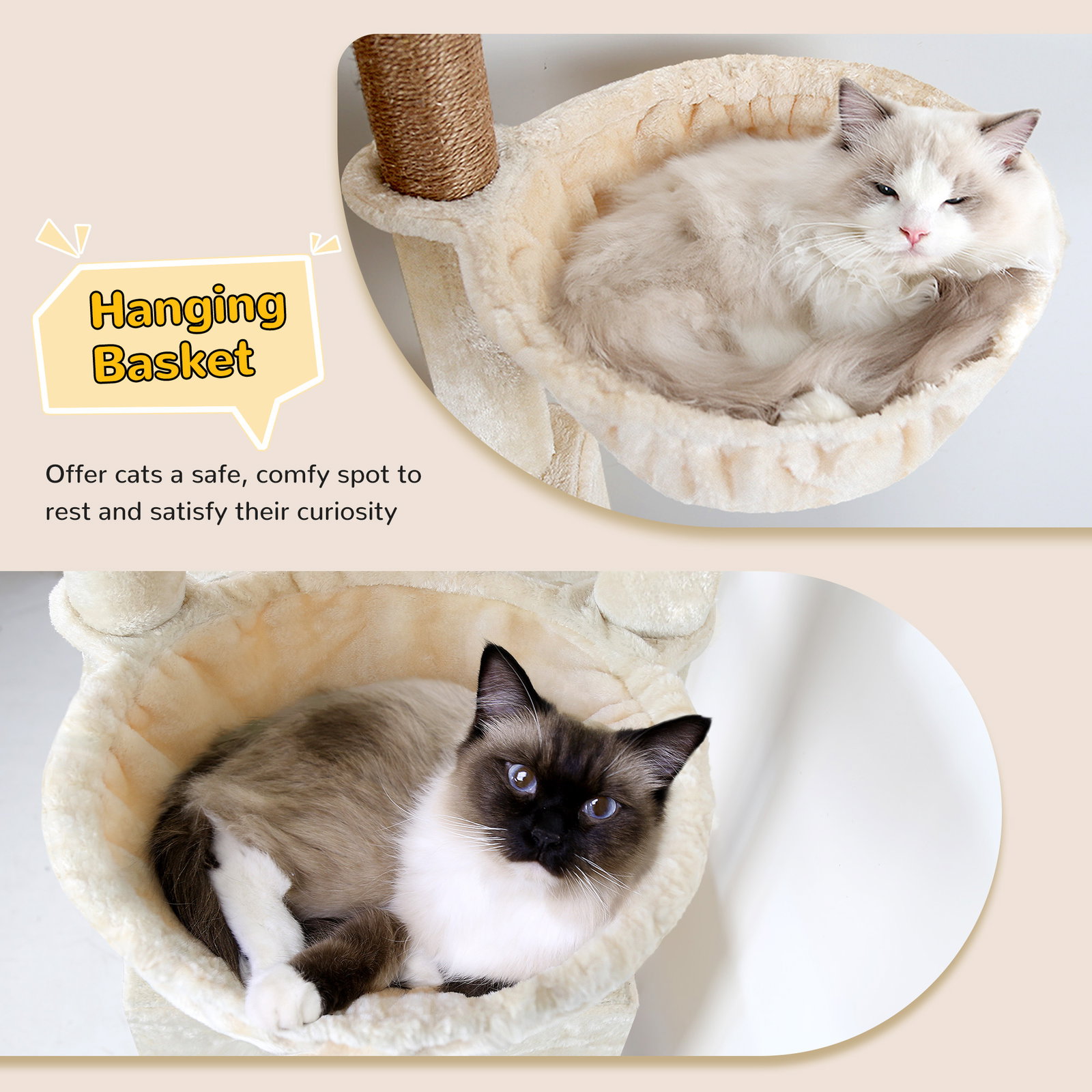 S78 Cat Tower With Scratching Post(Beige,78-inch)