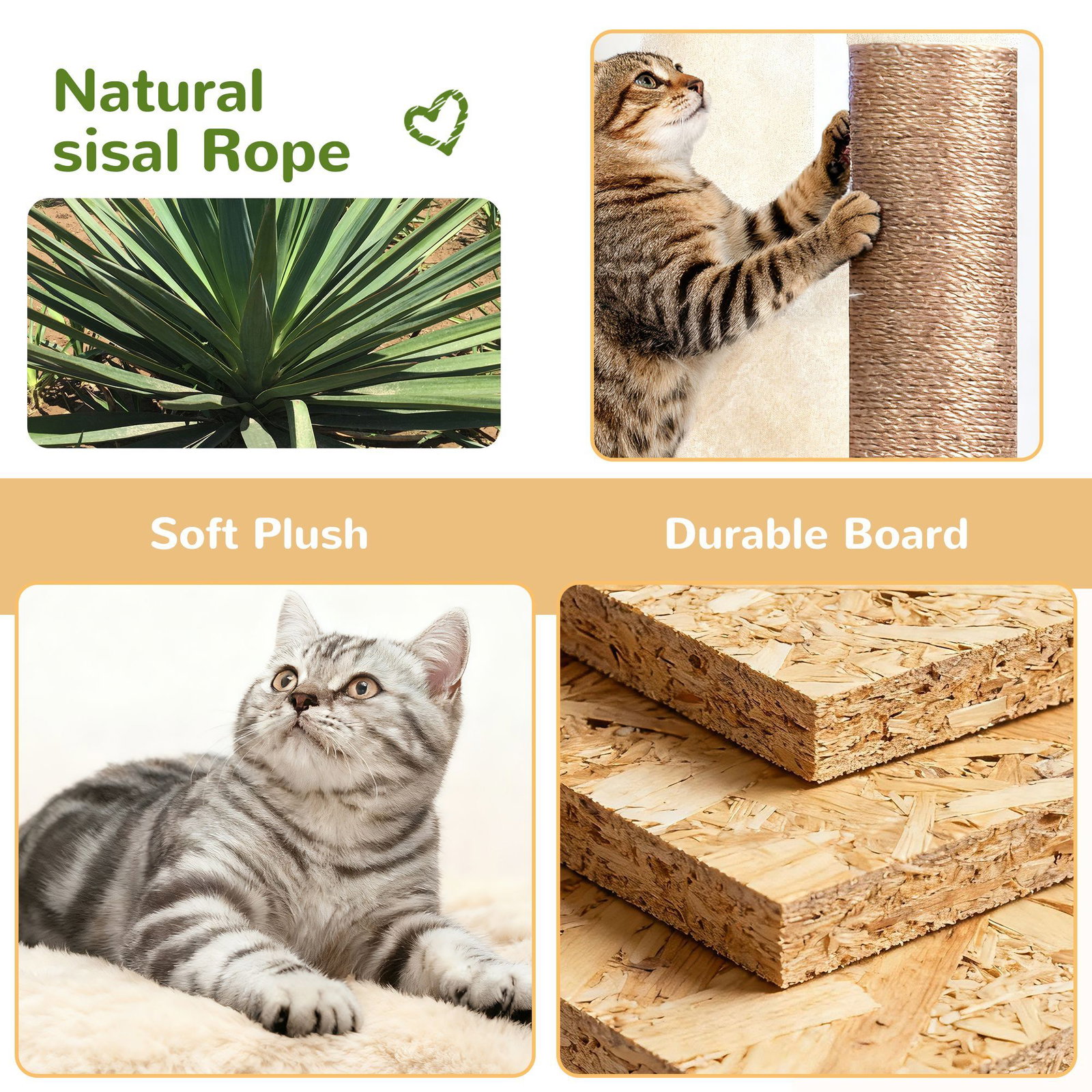 F55 Cat Tree For Indoor Cats Large Adult(Beige,55-inch)