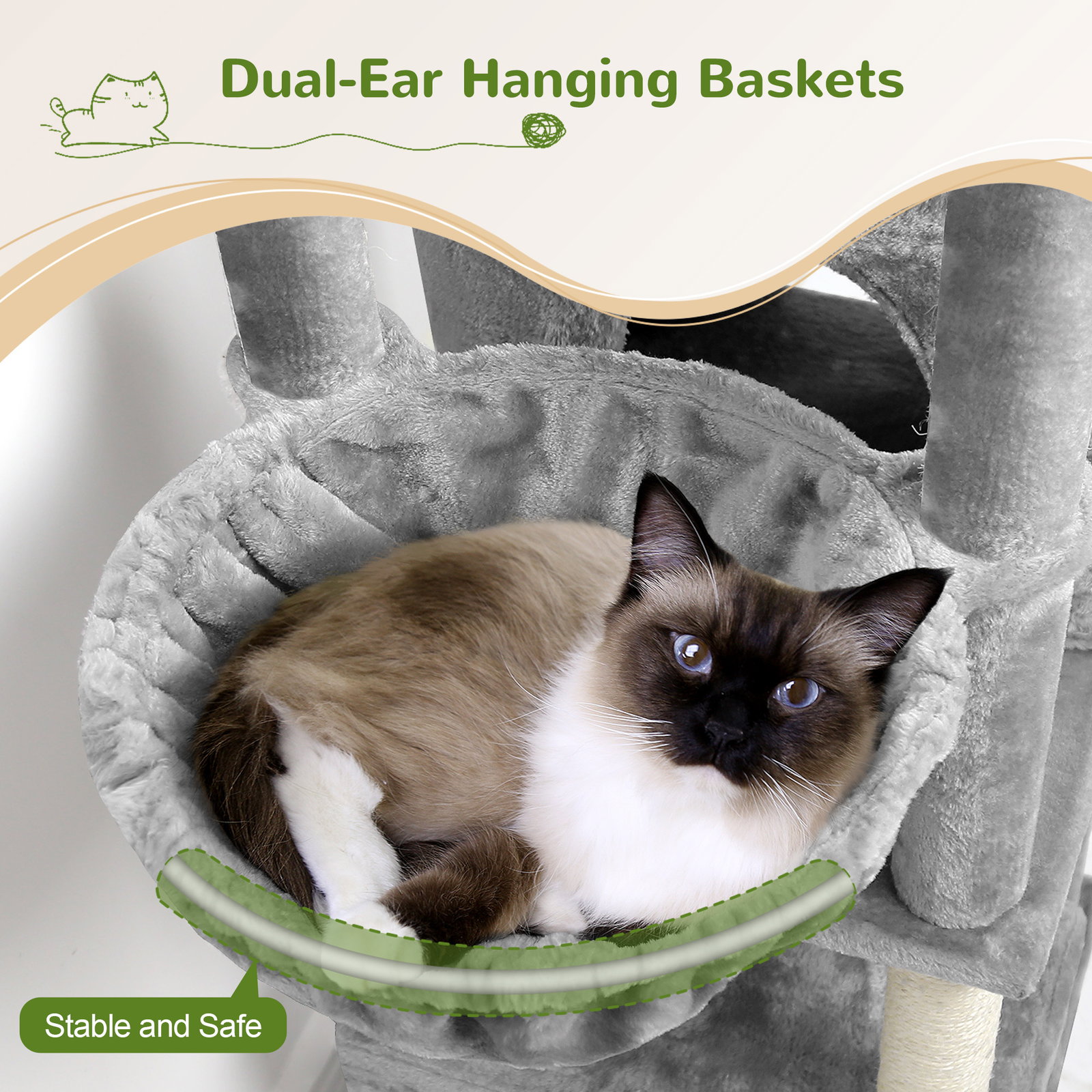F78C Heavy Duty Cat Tree(Light Grey,78-inch)