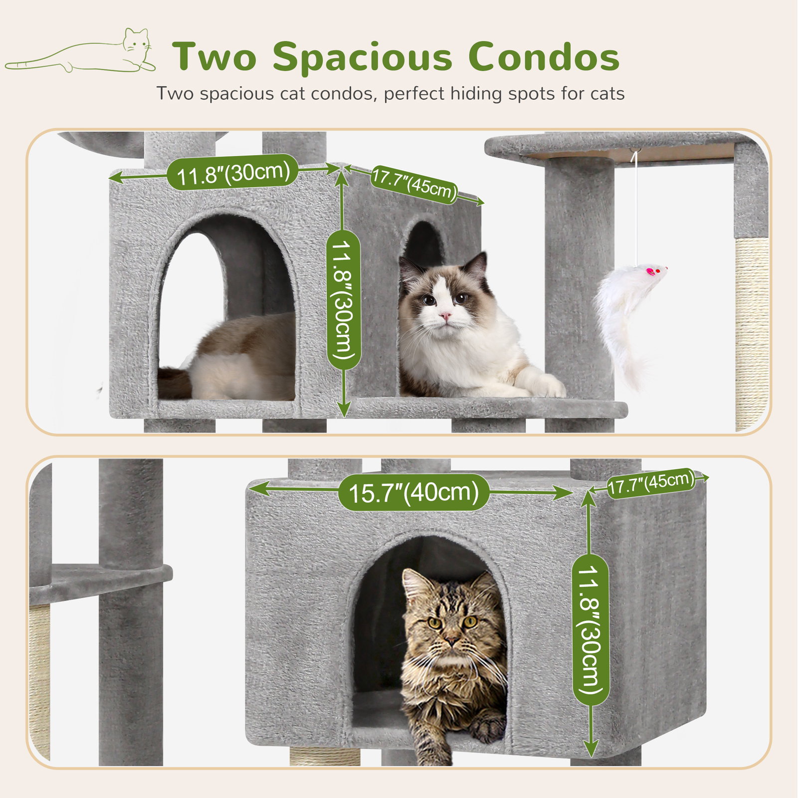 F78C Heavy Duty Cat Tree(Light Grey,78-inch)