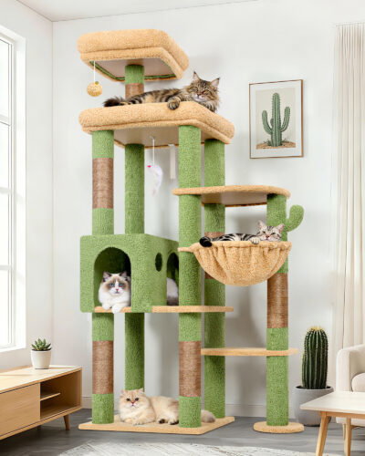 F65B Tall Cat Tower(Cactus Green,65-inch)