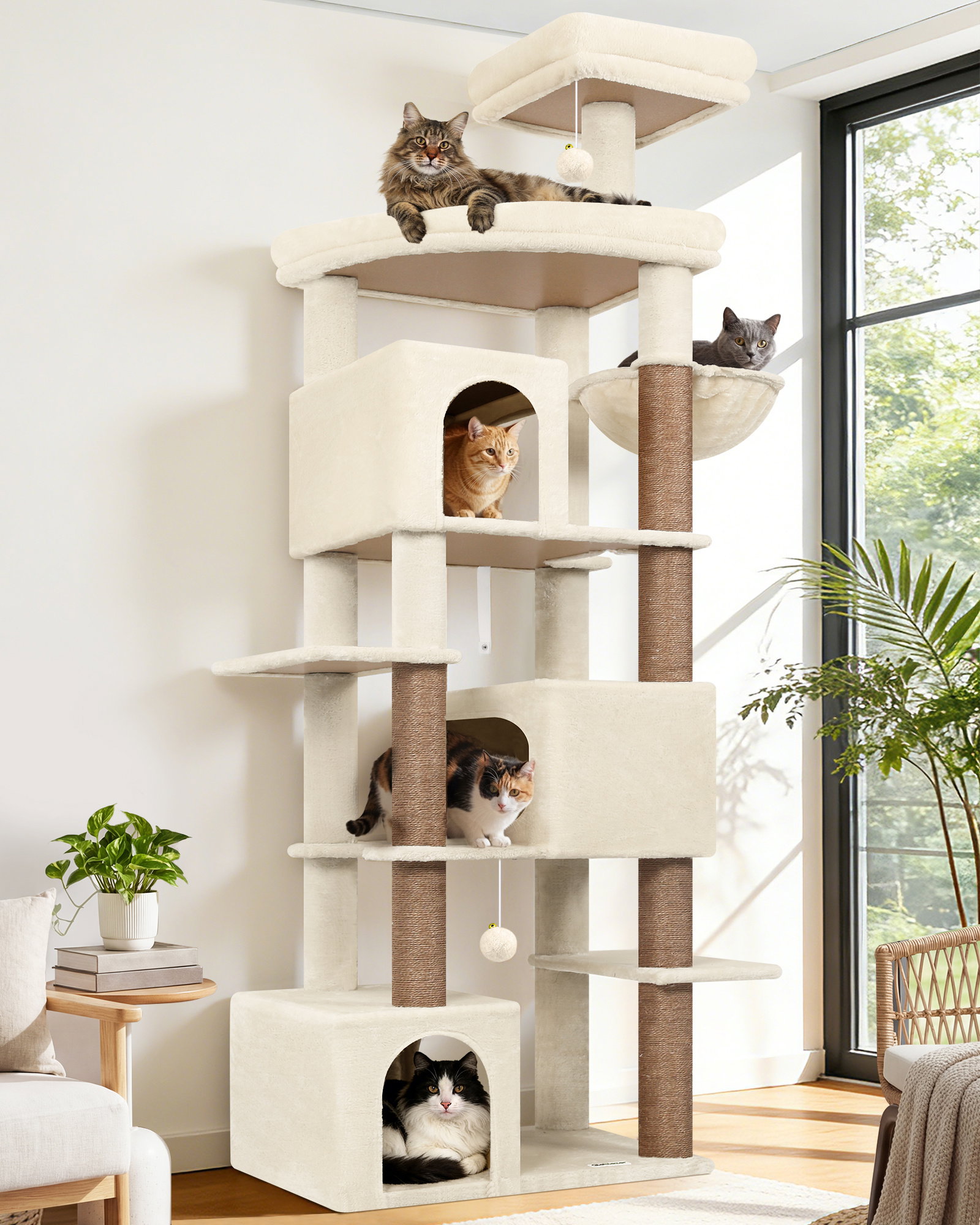 S80 Cat Tower With Scratching Post(Beige,80-inch)