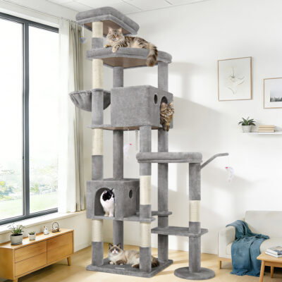 S83 Heavy Duty Cat Tree(Light Grey,83-inch)