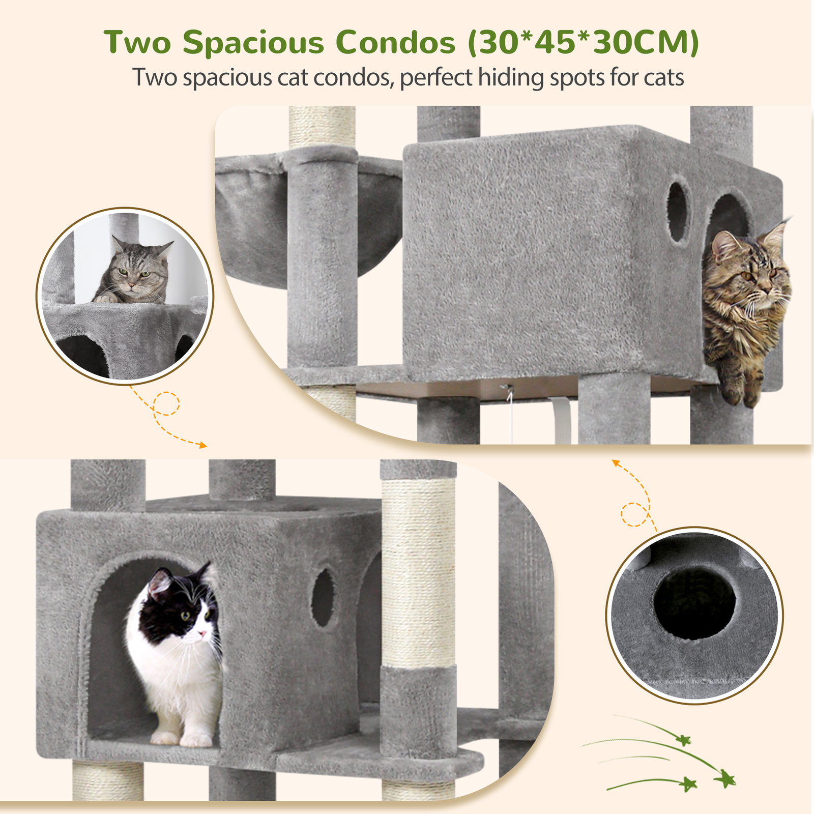 S83 Heavy Duty Cat Tree(Light Grey,83-inch)