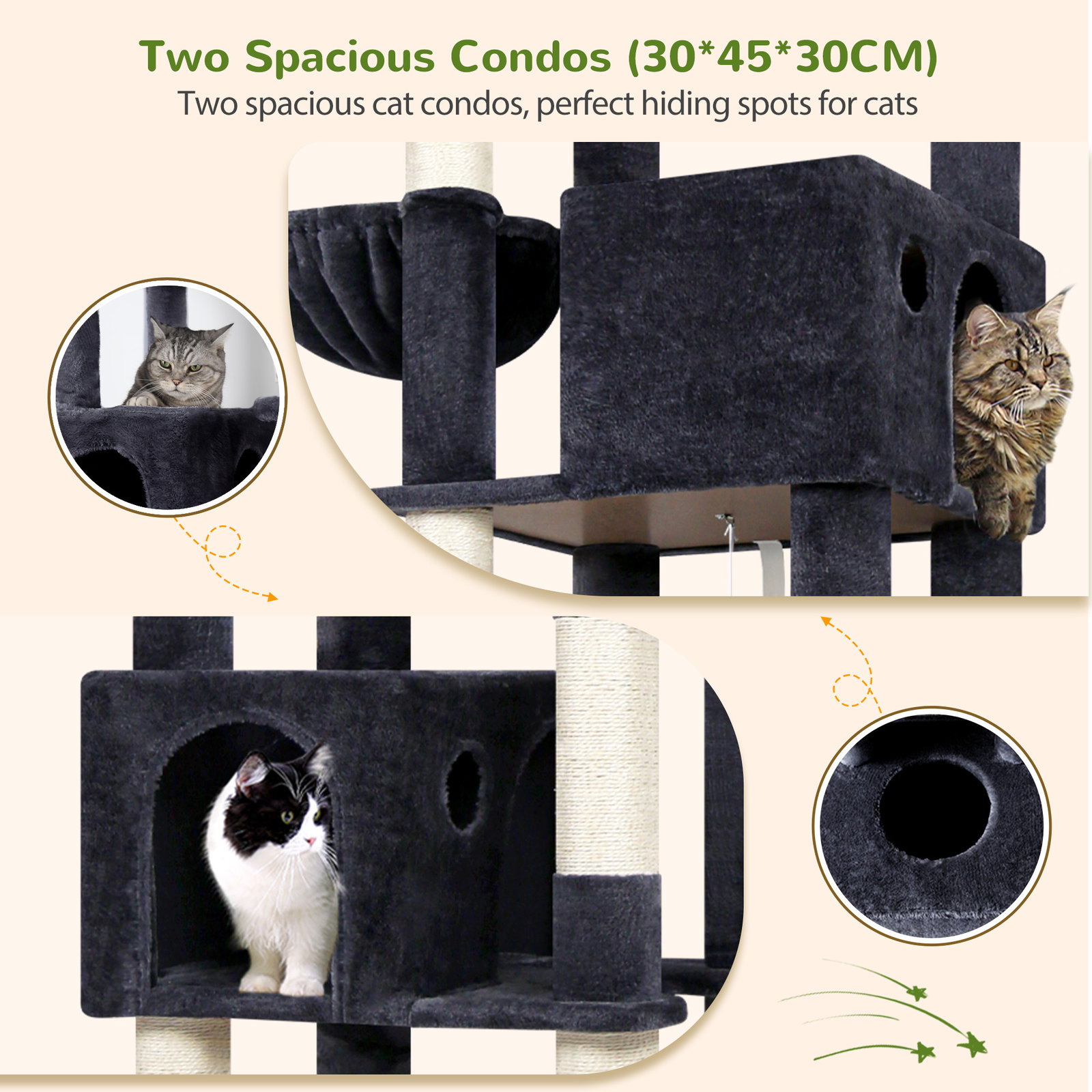 S83 Heavy Duty Cat Tree(Dark Grey,83-inch)