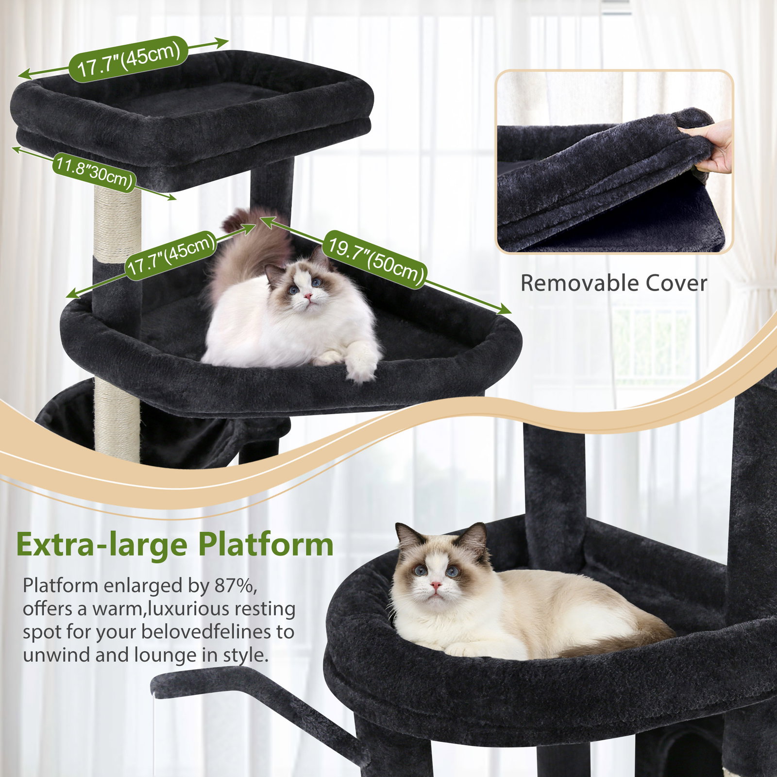 S83 Heavy Duty Cat Tree(Dark Grey,83-inch)