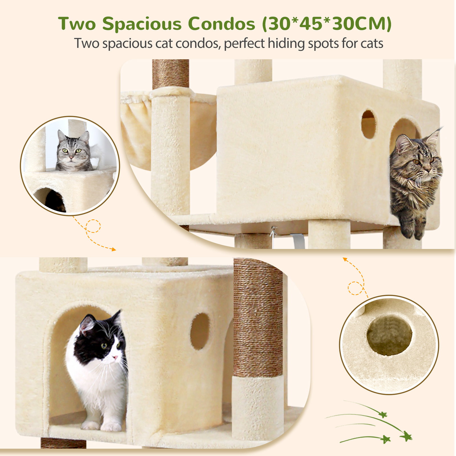 S83 Heavy Duty Cat Tree(Beige,83-inch)