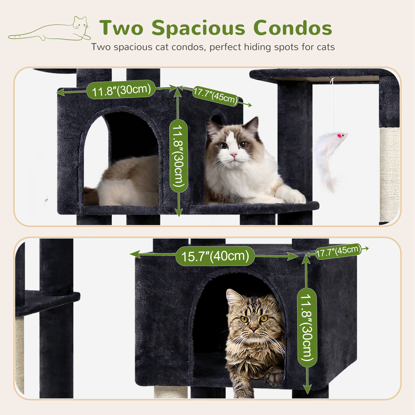 F78C Heavy Duty Cat Tree(Dark Grey,78-inch)