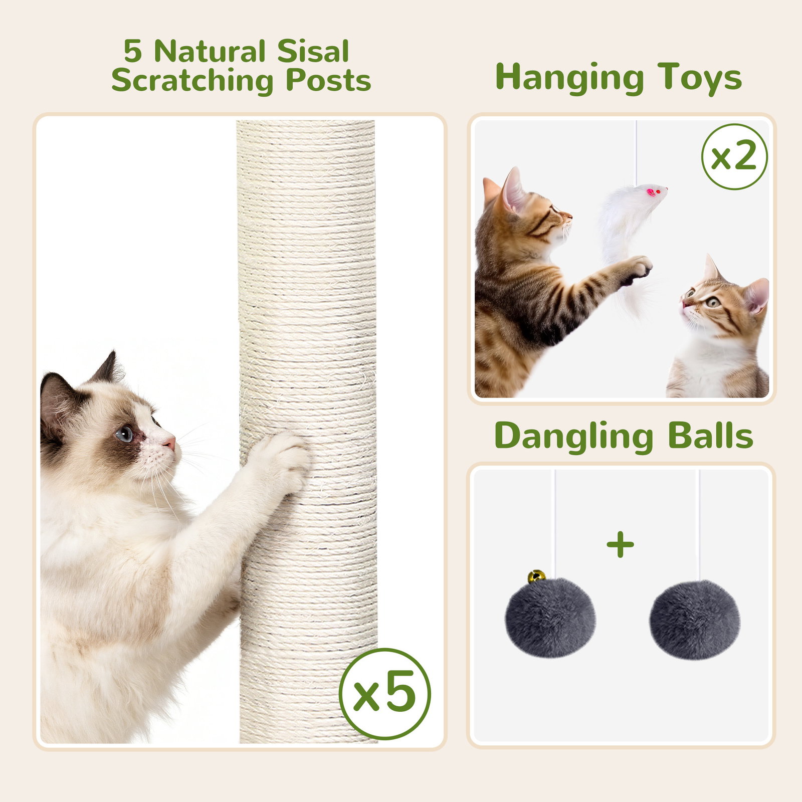 F78C Heavy Duty Cat Tree(Dark Grey,78-inch)