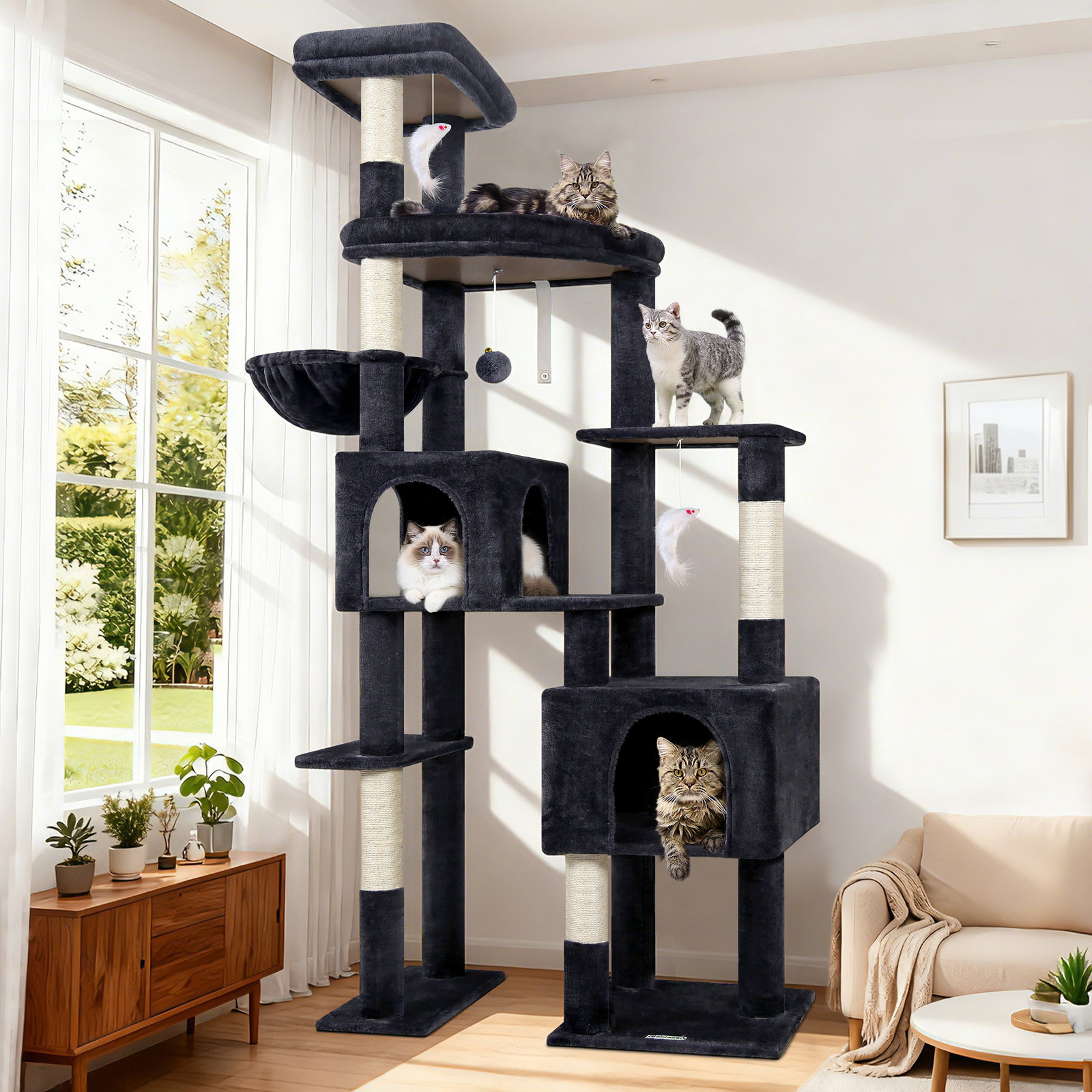 F78C Heavy Duty Cat Tree(Dark Grey,78-inch)