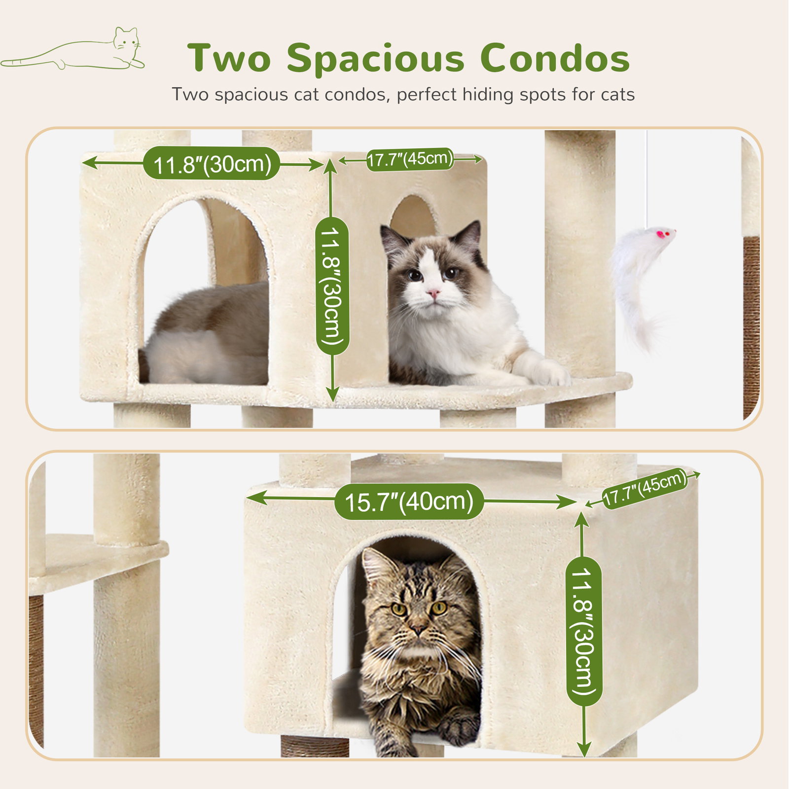 F78C Heavy Duty Cat Tree(Beige,78-inch)
