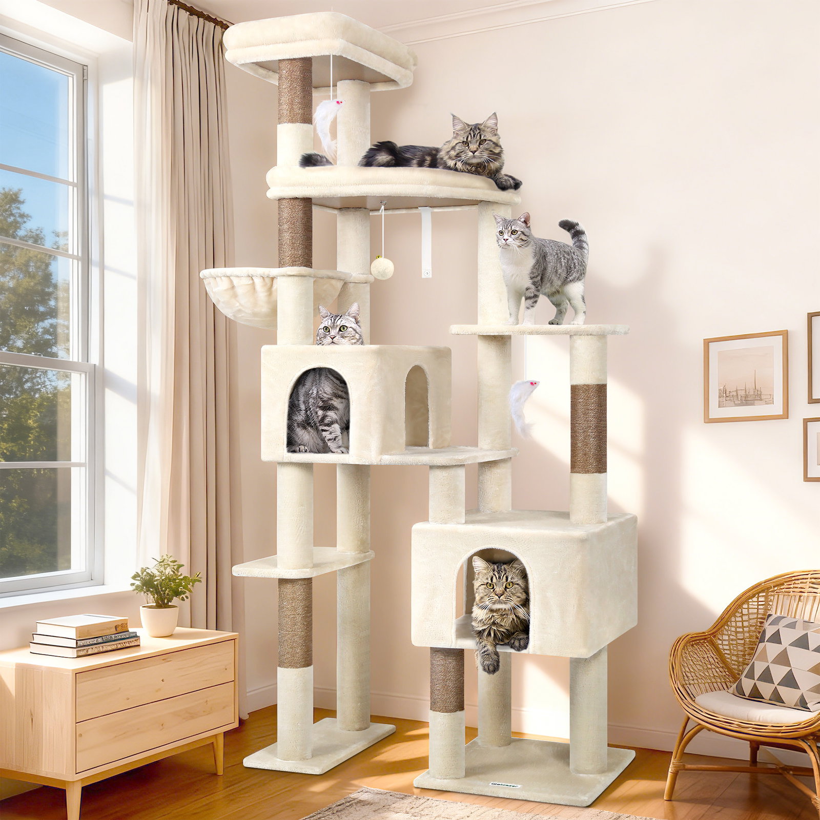 F78C Heavy Duty Cat Tree(Beige,78-inch)