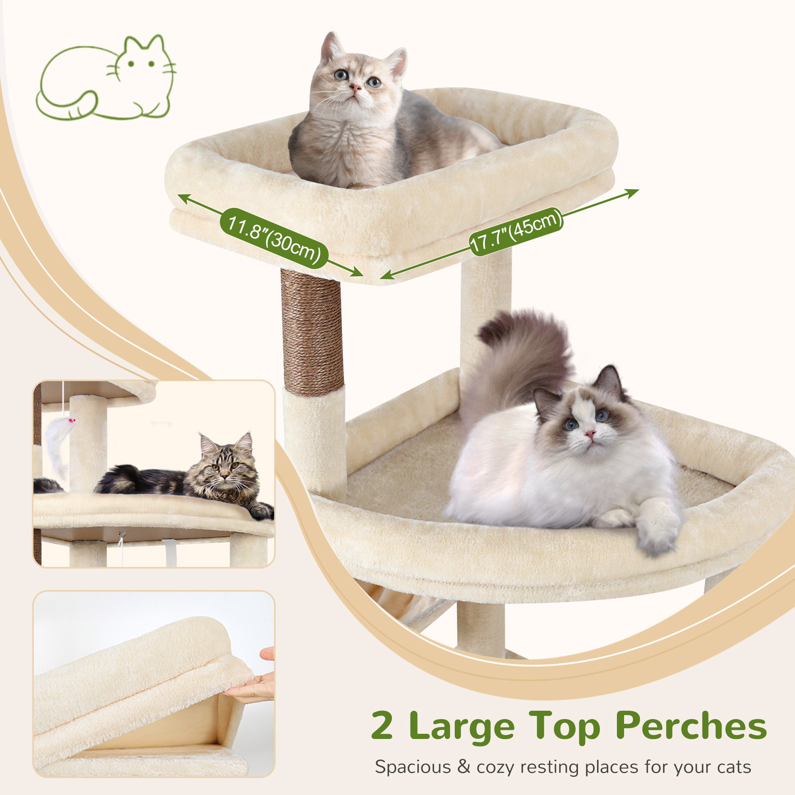 F78C Heavy Duty Cat Tree(Beige,78-inch)