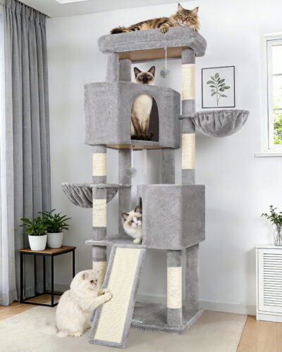 S69B Tall Cat Tree(Light Grey,69-inch)