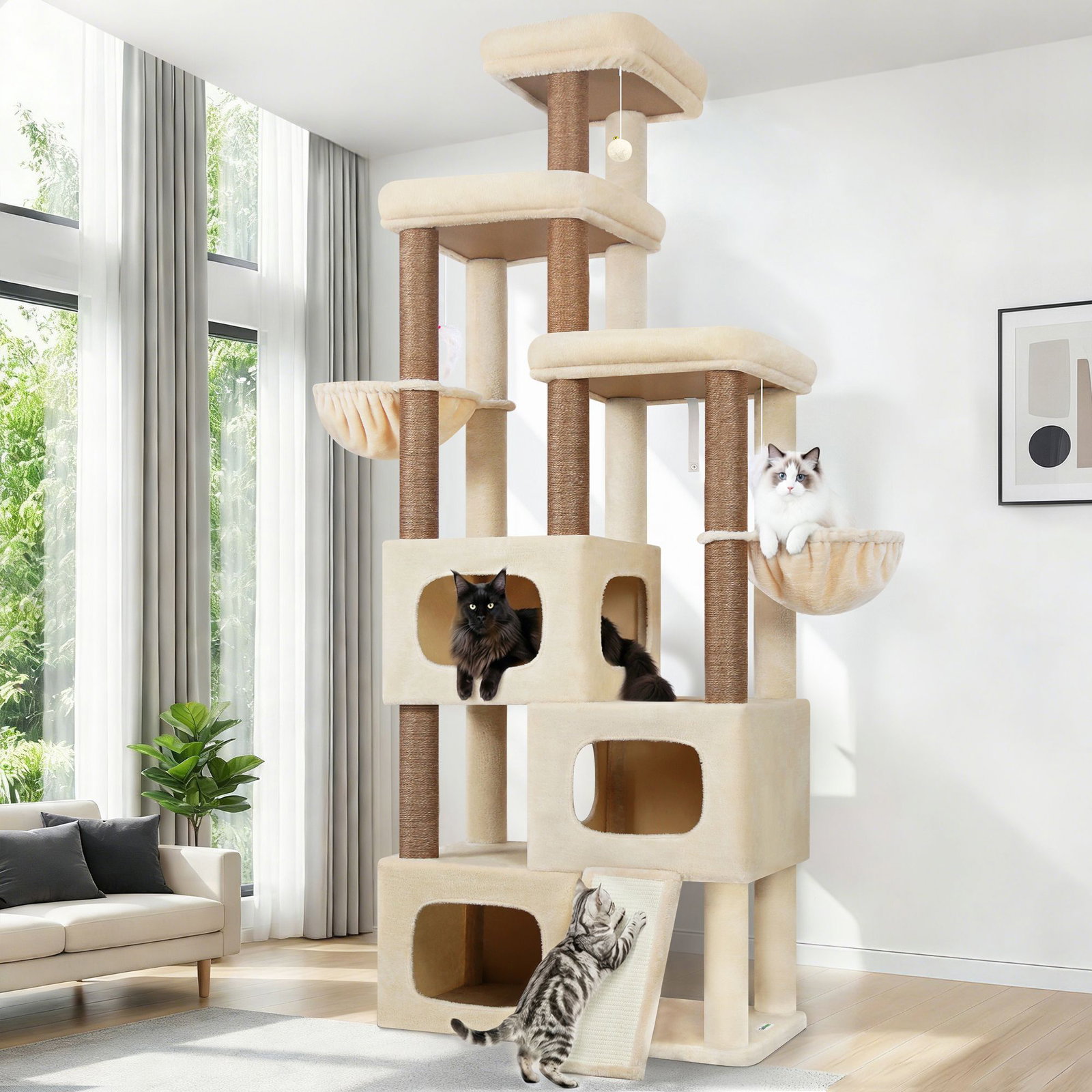 S85 Tall Cat Tower(Beige,85-inch)