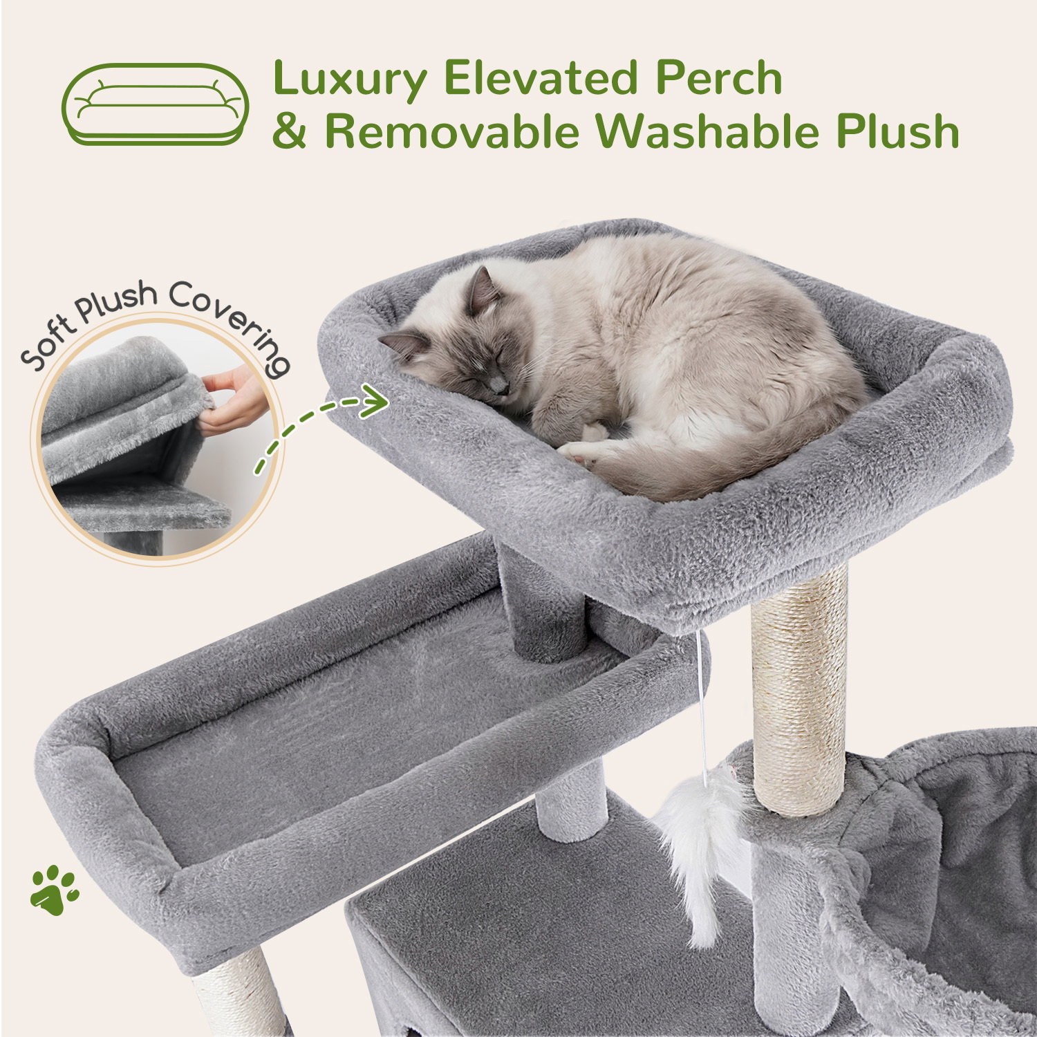 S83F Heavy Duty Cat Tree(Light Grey,83-inch)