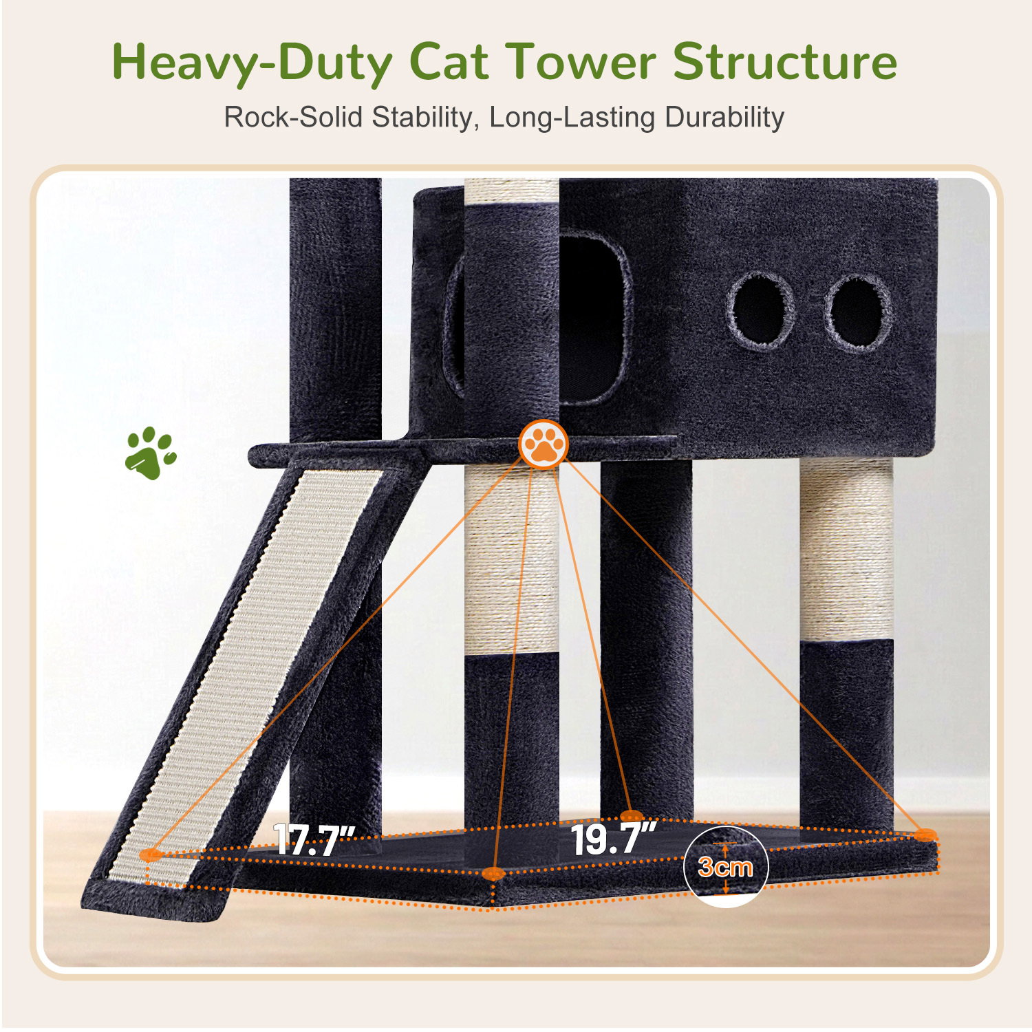 S83F Heavy Duty Cat Tree(Dark Grey,83-inch)