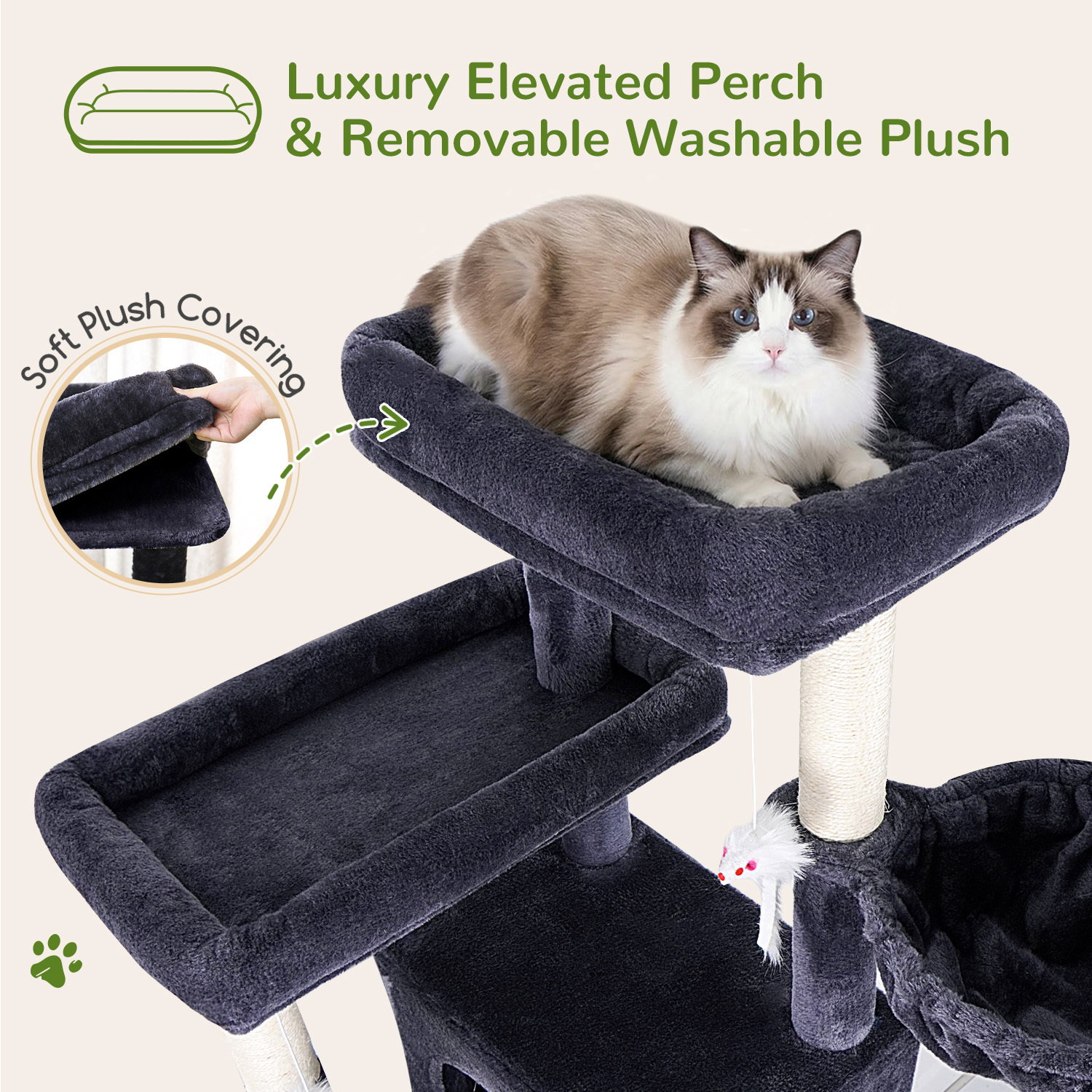 S83F Heavy Duty Cat Tree(Dark Grey,83-inch)