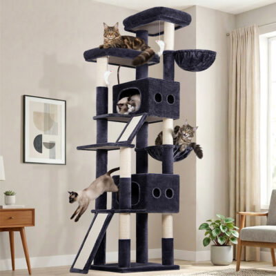 S83F Heavy Duty Cat Tree(Dark Grey,83-inch)