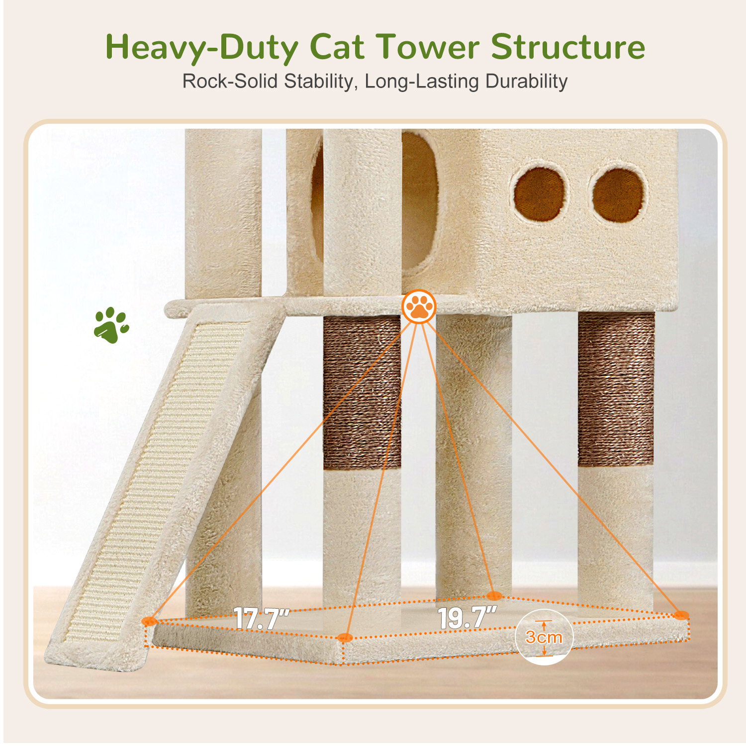 S83F Heavy Duty Cat Tree(Beige,83-inch)