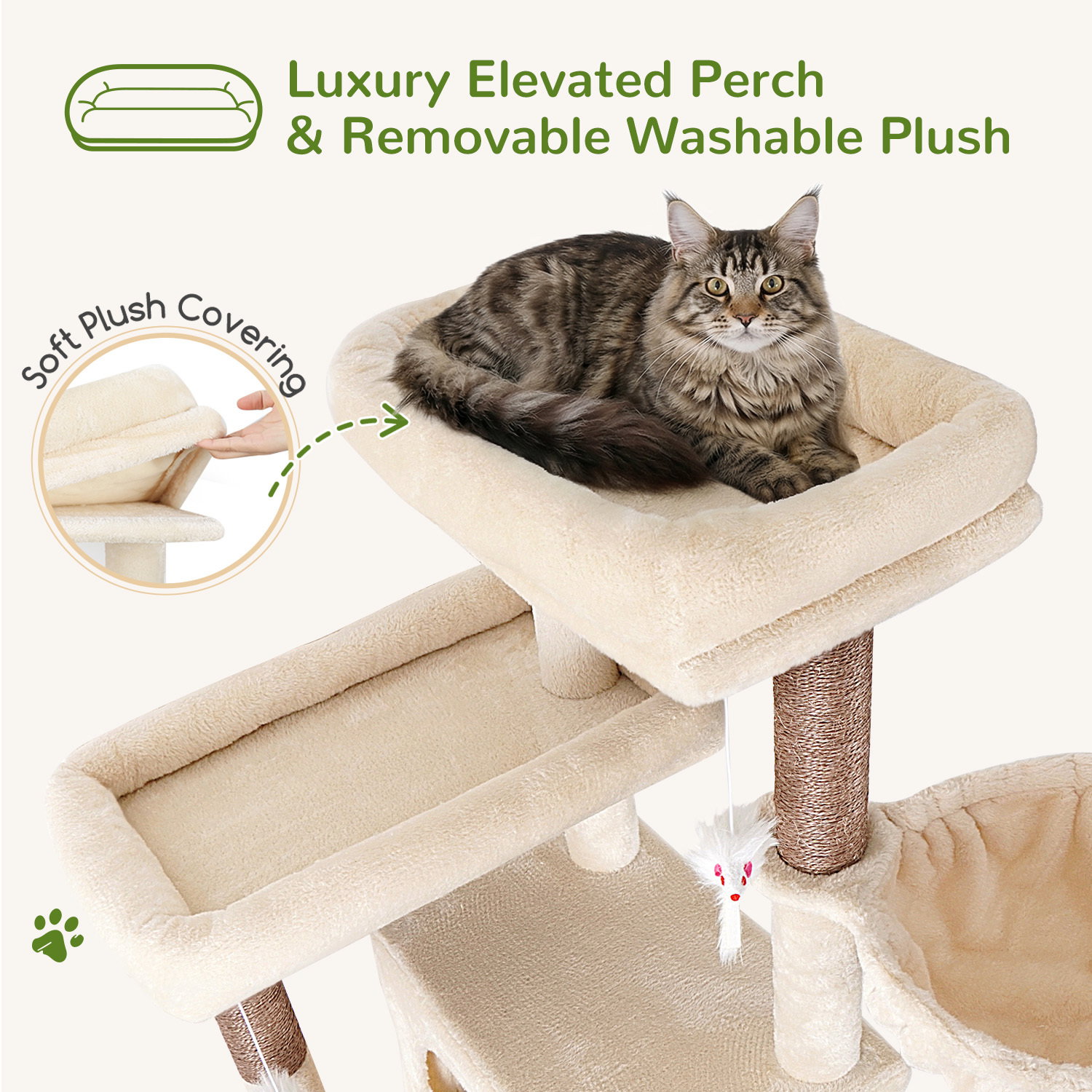 S83F Heavy Duty Cat Tree(Beige,83-inch)