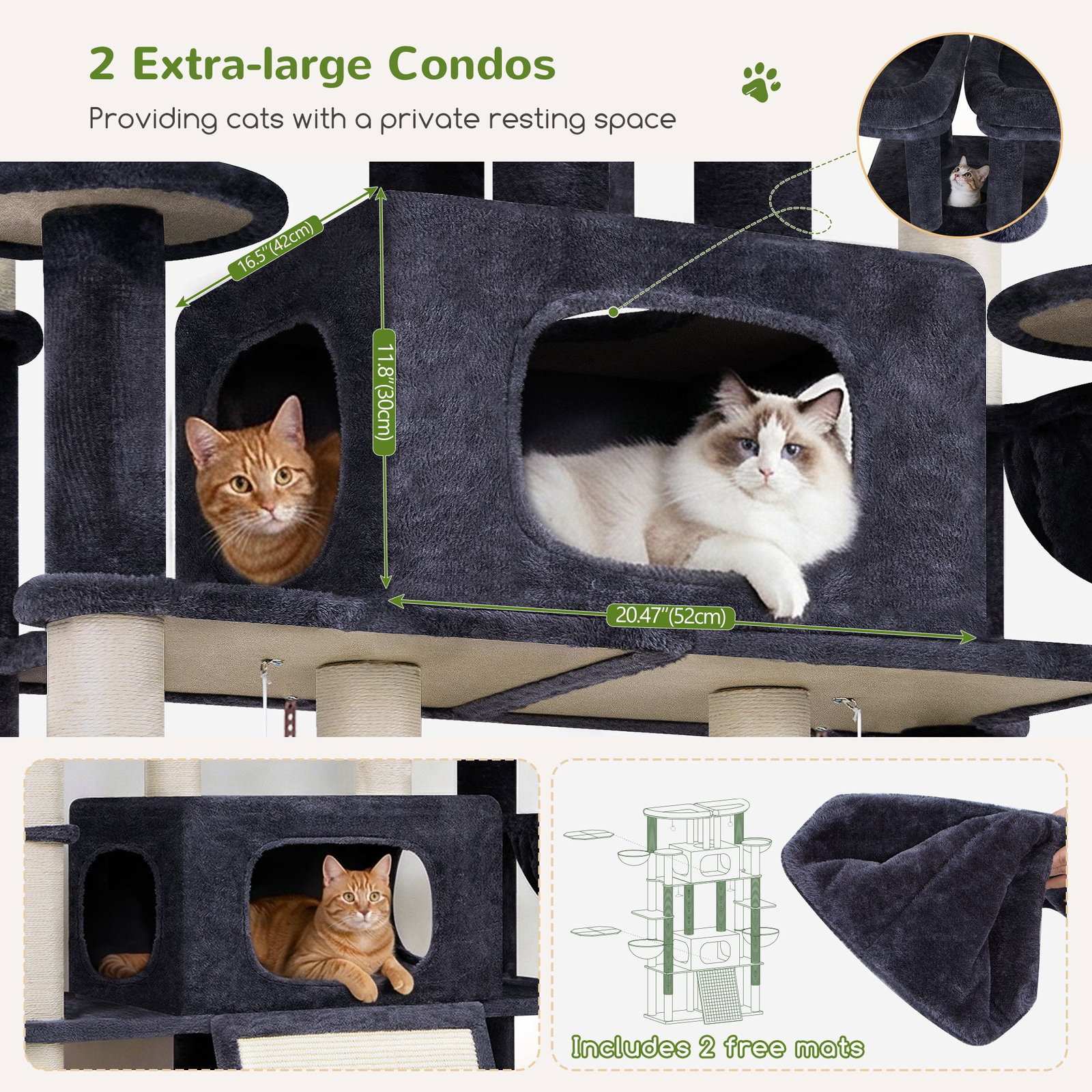 S78E Heavy Duty Cat Tree(Dark Grey,78-inch)