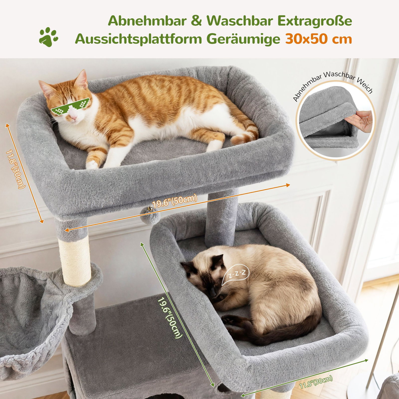 S77C Cat Tree(Light Grey,77-inch)
