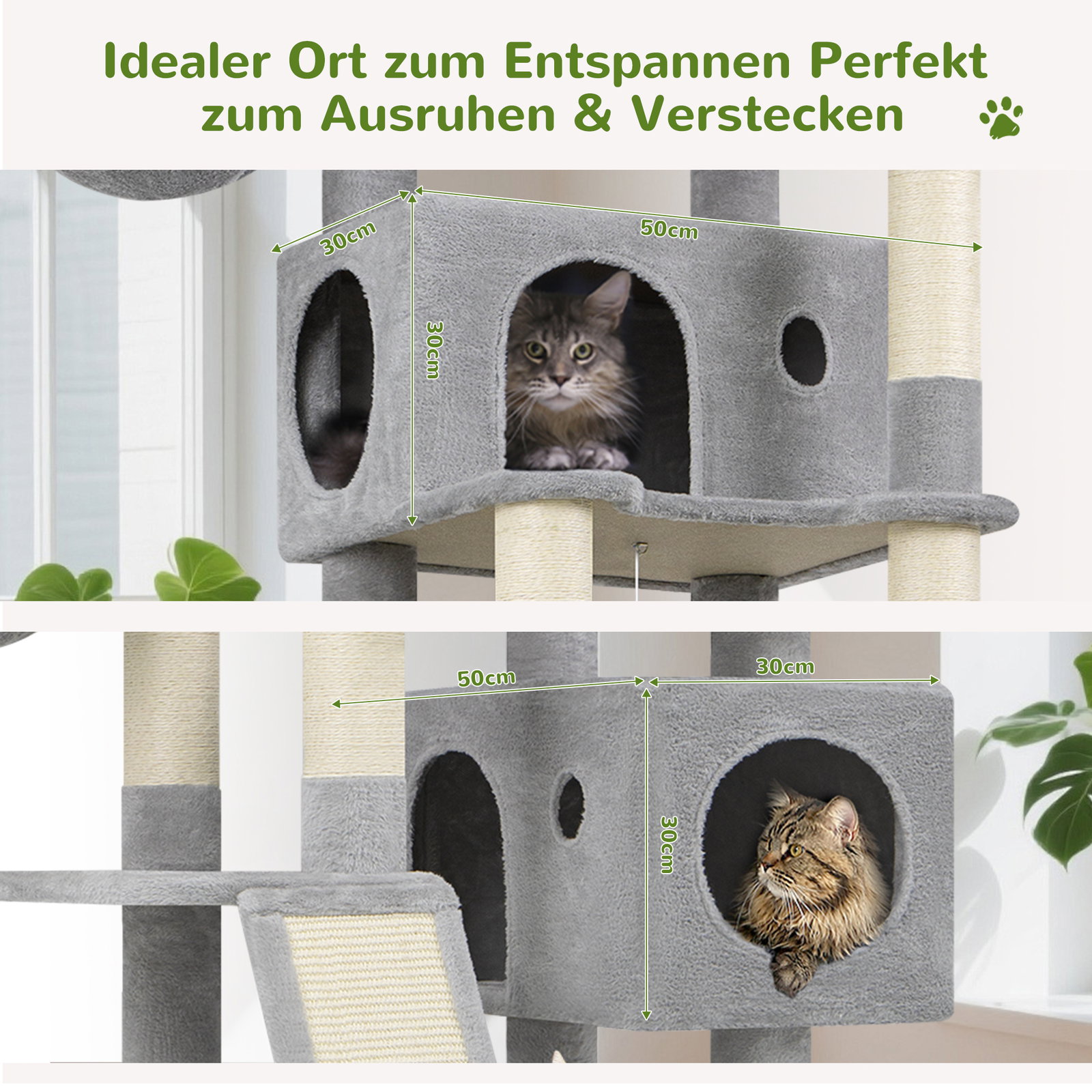 S77C Cat Tree(Light Grey,77-inch)