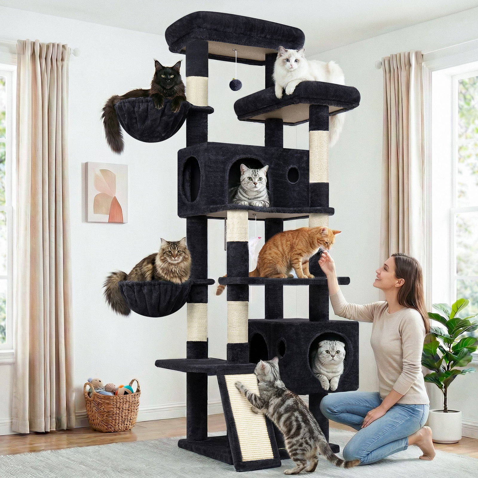 S77C Cat Tree(Dark Grey,77-inch)