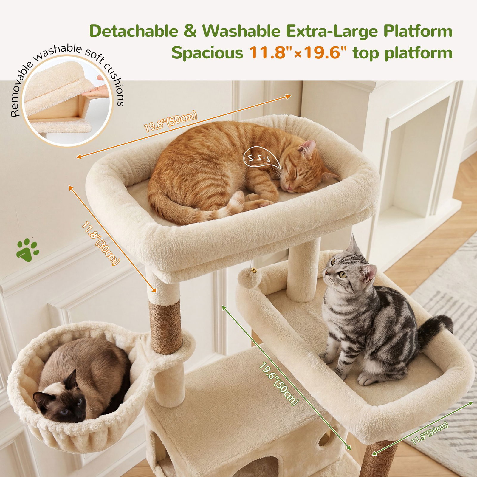 S77C Cat Tree(Beige,77-inch)