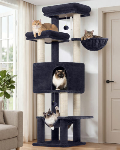 F65D Cat Tree(Dark Grey,65-inch)