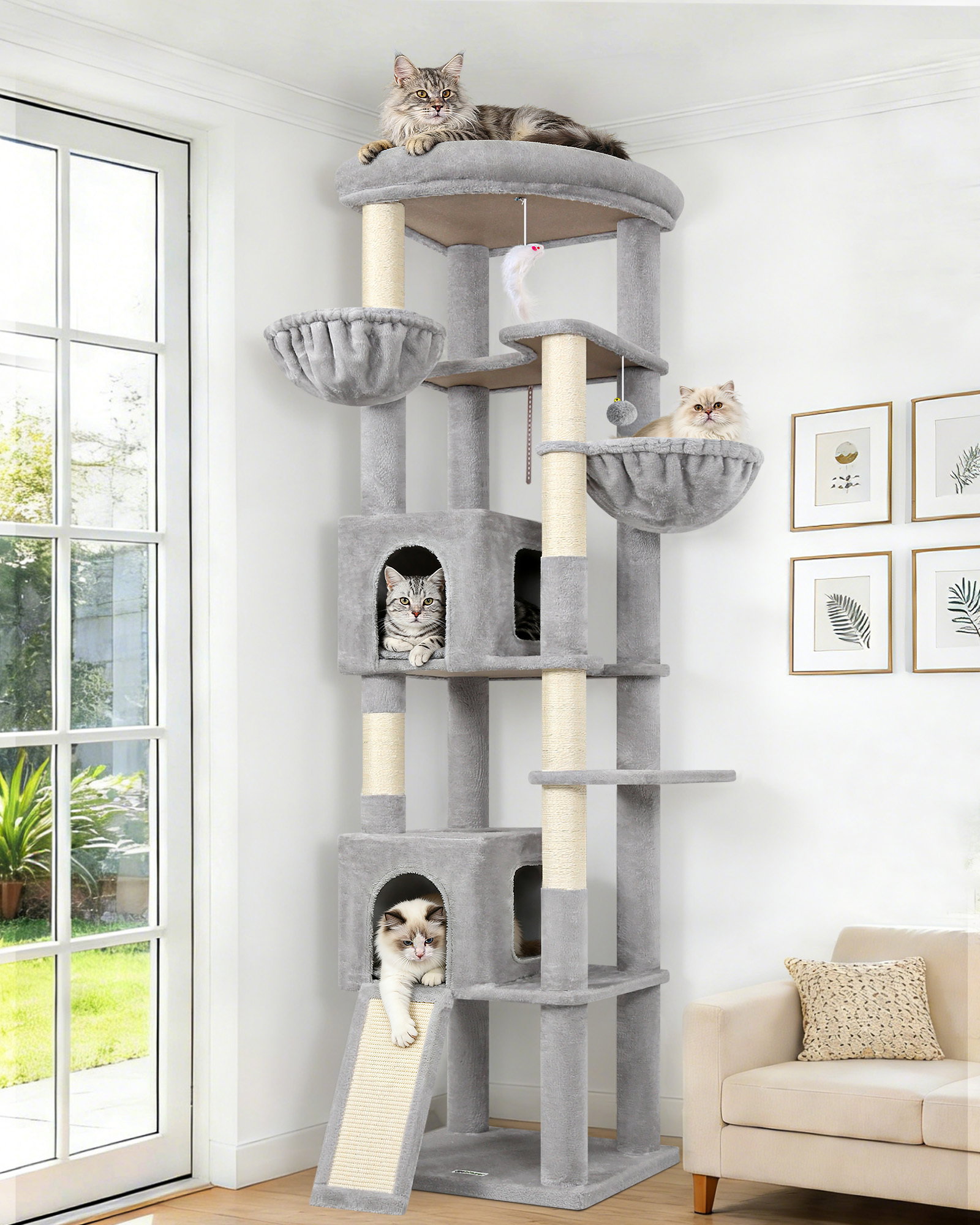 C80 Tall Cat Tree(Light Grey,80-inch)