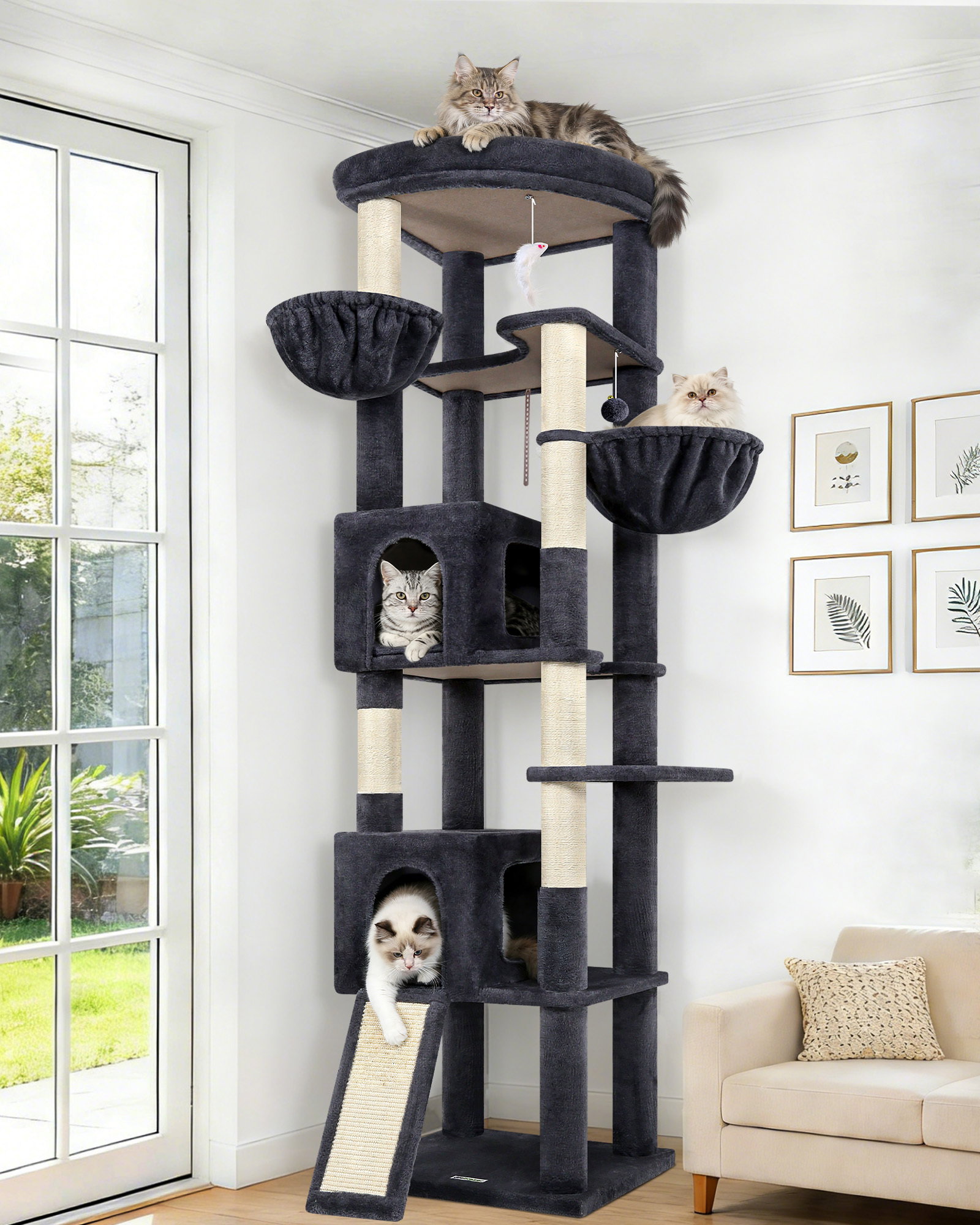 C80 Tall Cat Tree(Dark Grey,80-inch)