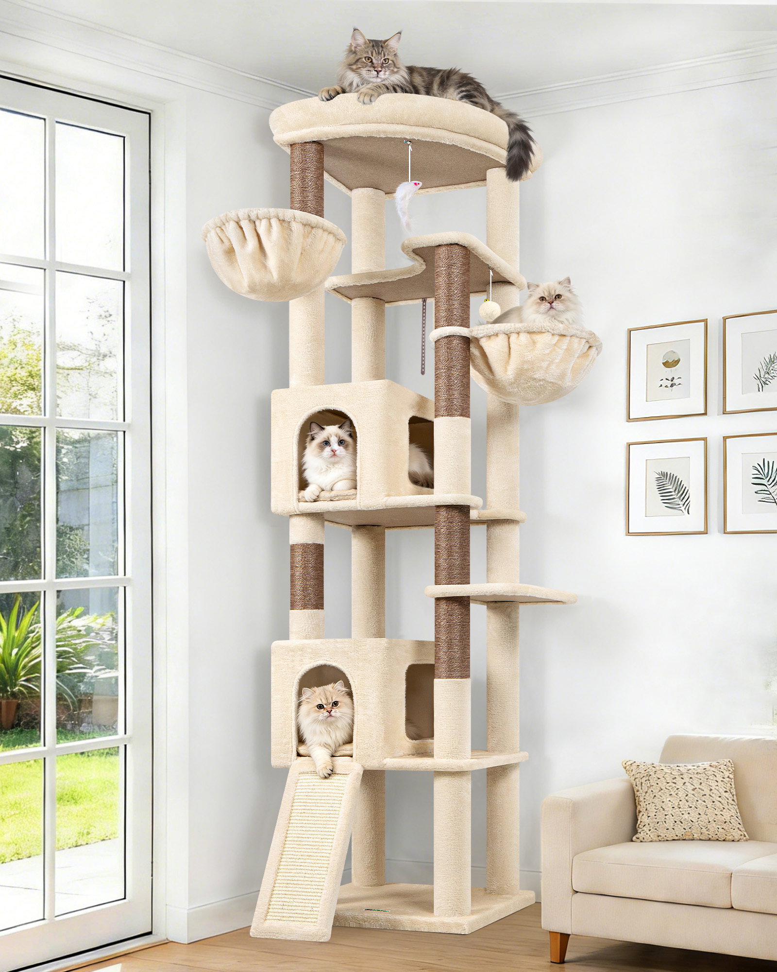 C80 Tall Cat Tree(Beige,80-inch)
