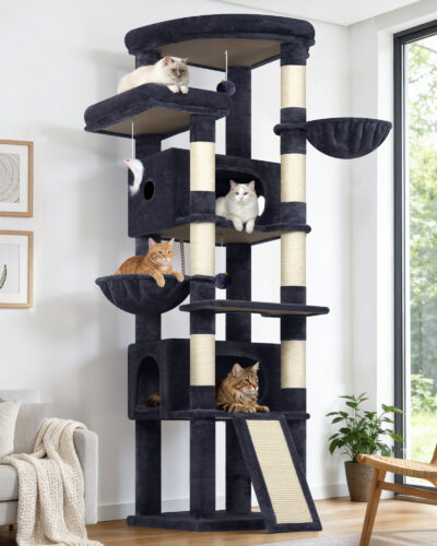 S80C Tall Cat Tree(Dark Grey,80-inch)