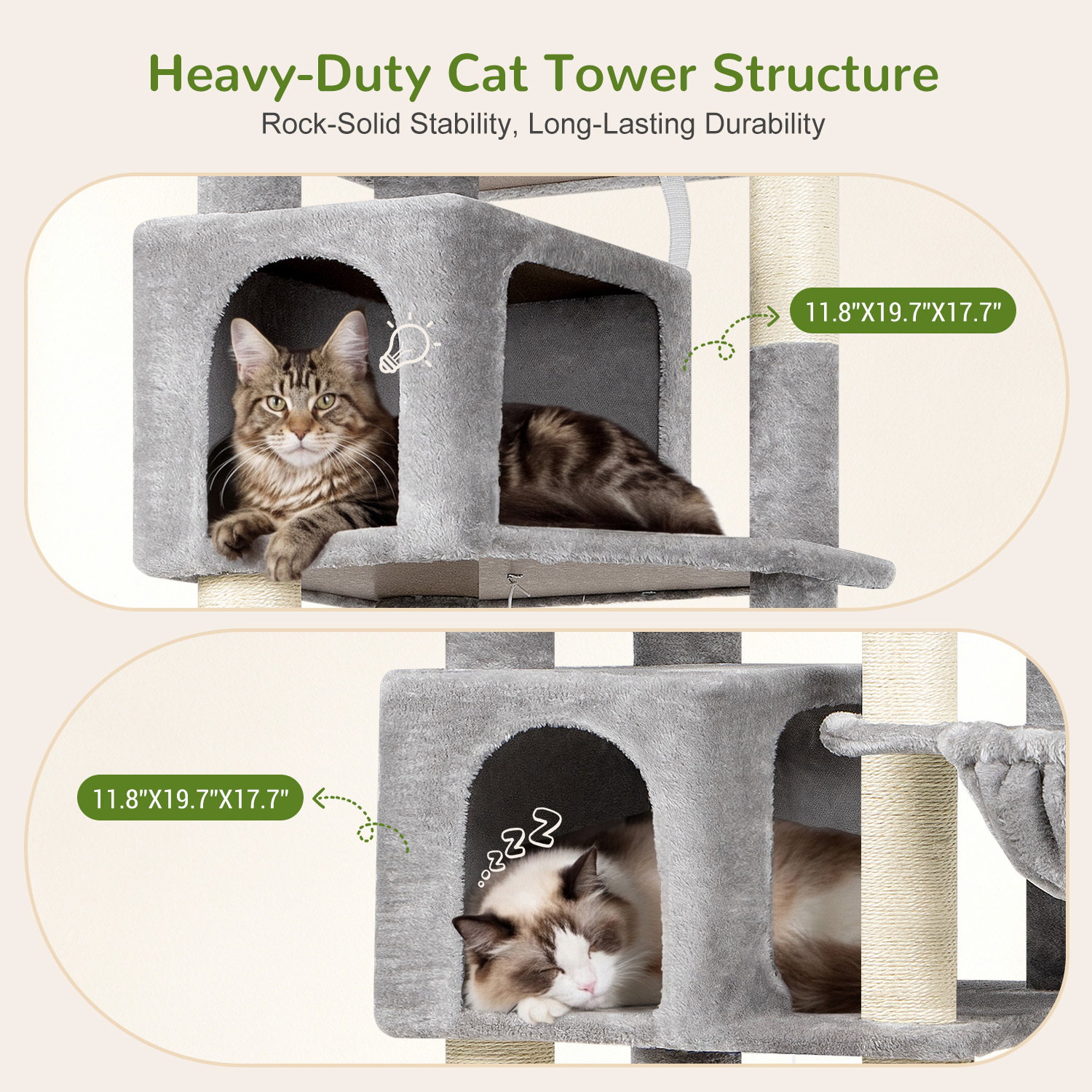 F82B Cat Tree(Light Grey,82-inch)