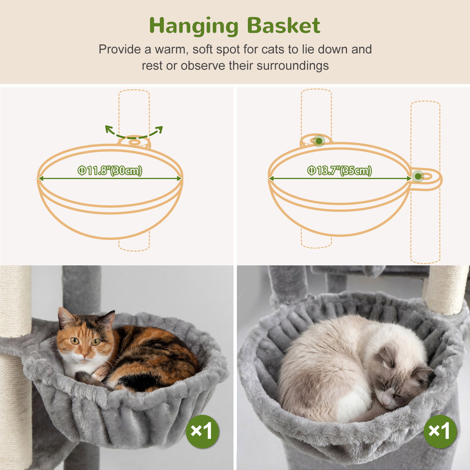 F82B Cat Tree(Light Grey,82-inch)