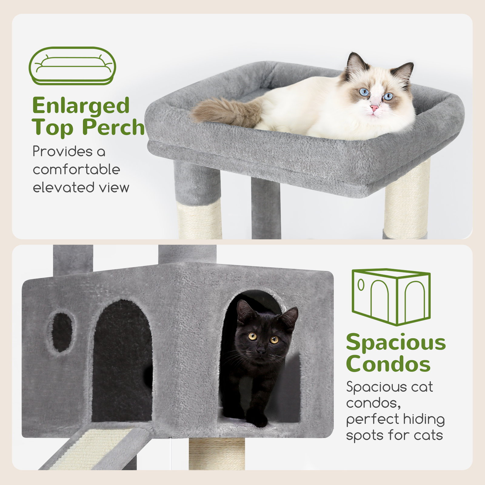 S50  Cat Tree For Large Cats(Light Grey,50-inch)