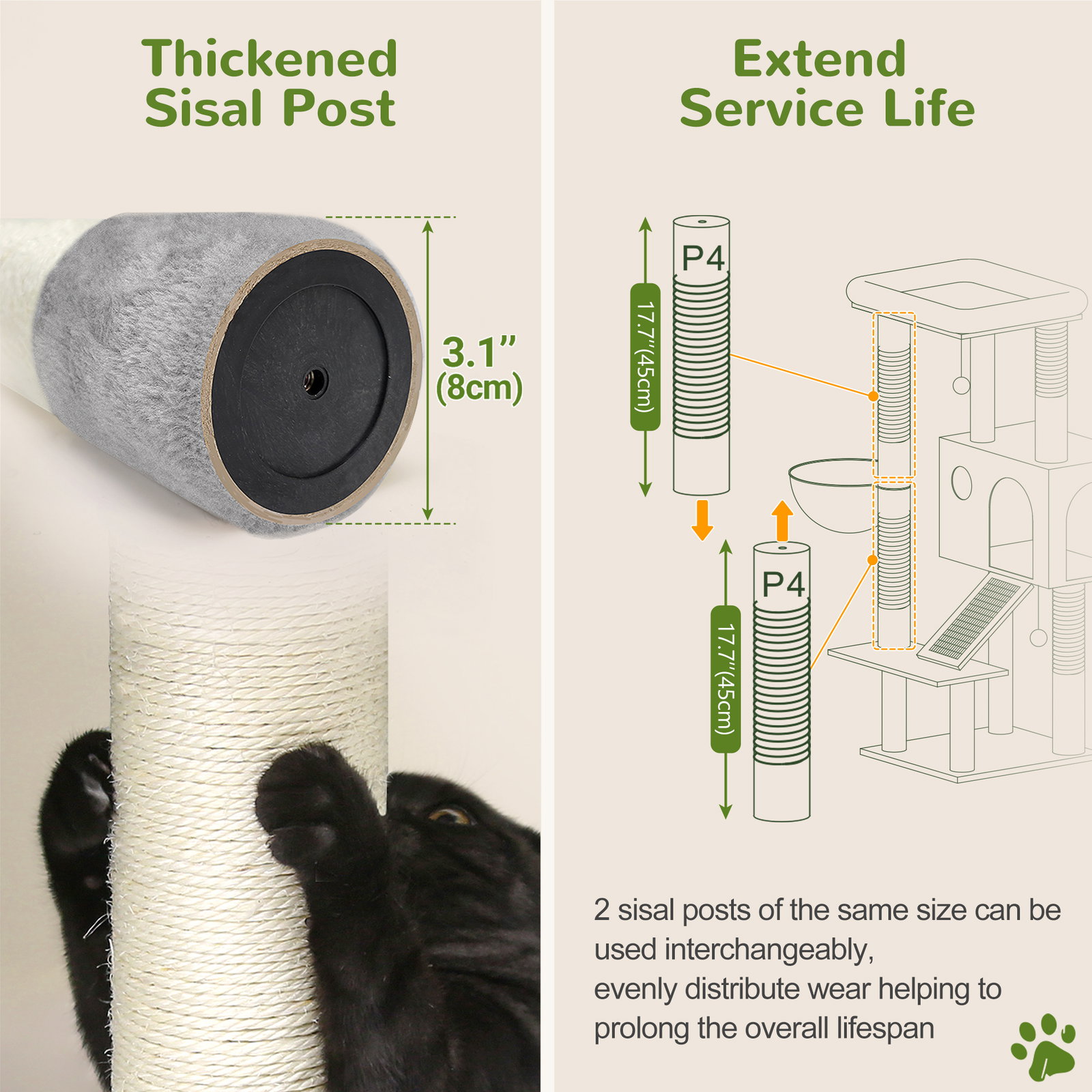 S50  Cat Tree For Large Cats(Light Grey,50-inch)