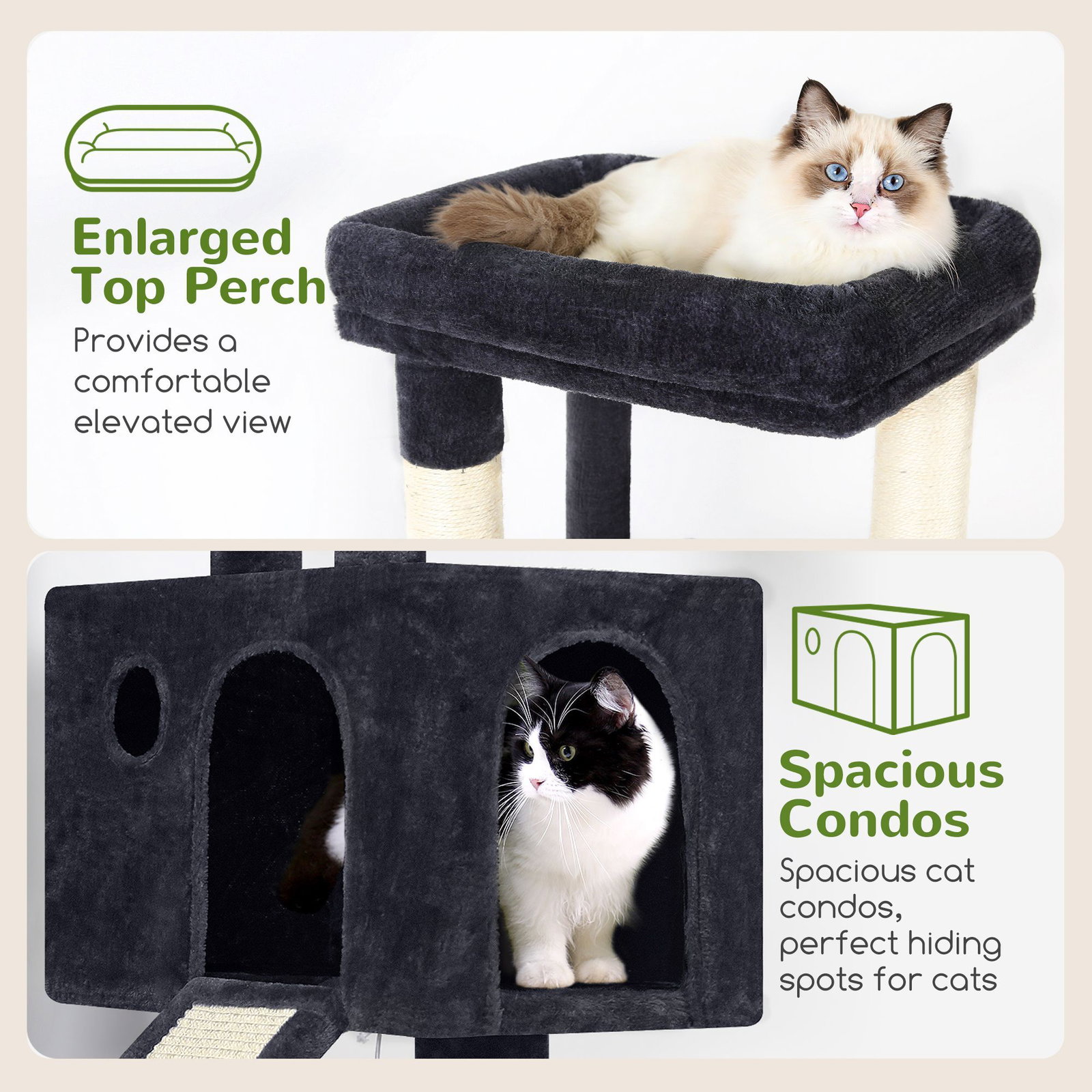 S50  Cat Tree For Large Cats(Dark Grey,50-inch)
