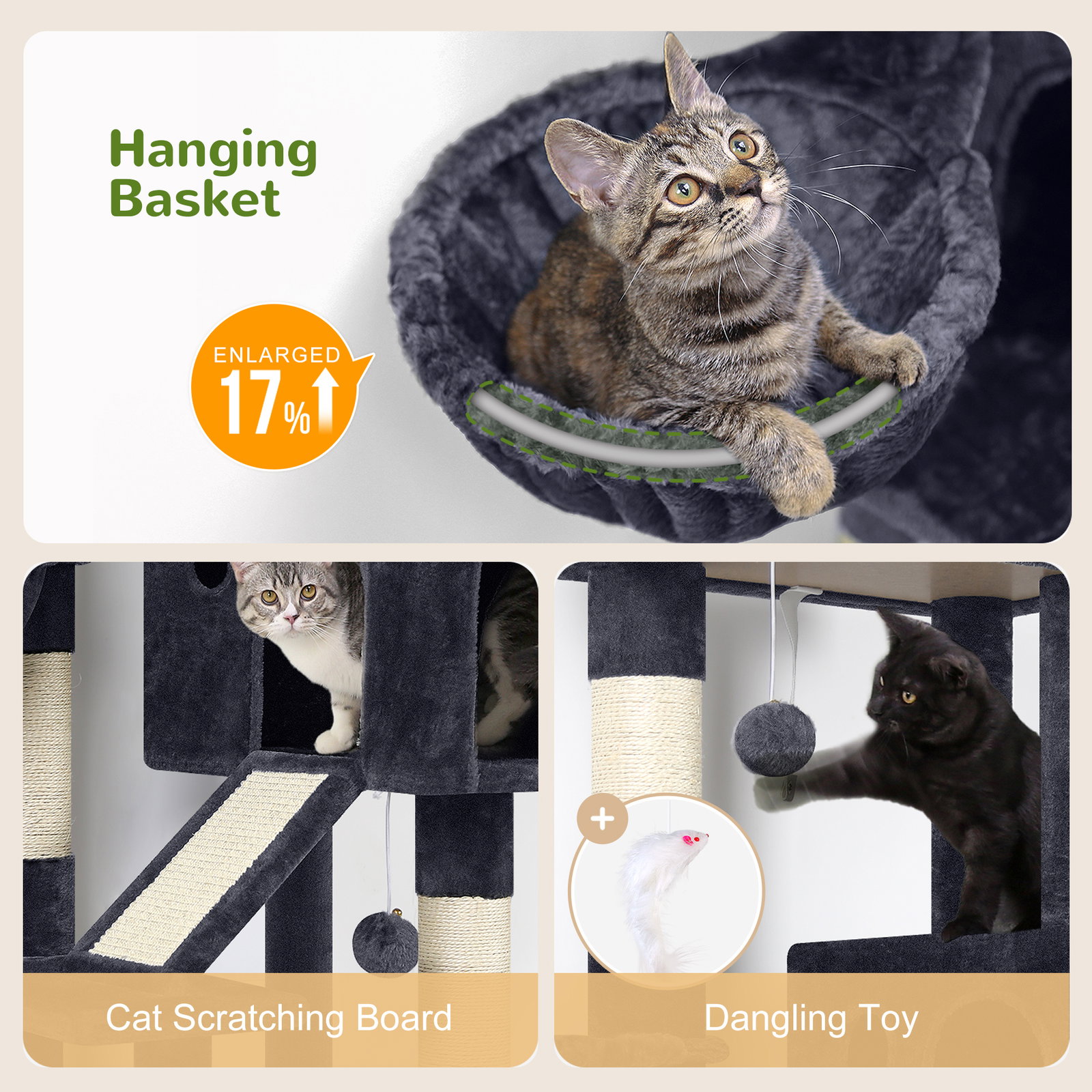 S50  Cat Tree For Large Cats(Dark Grey,50-inch)