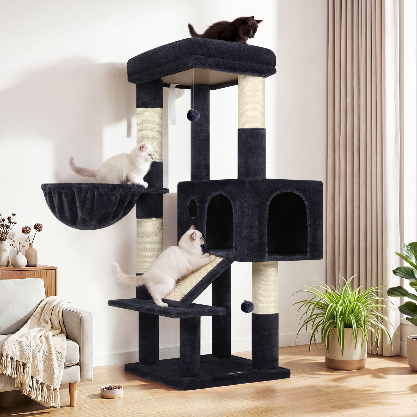 S50  Cat Tree For Large Cats(Dark Grey,50-inch)