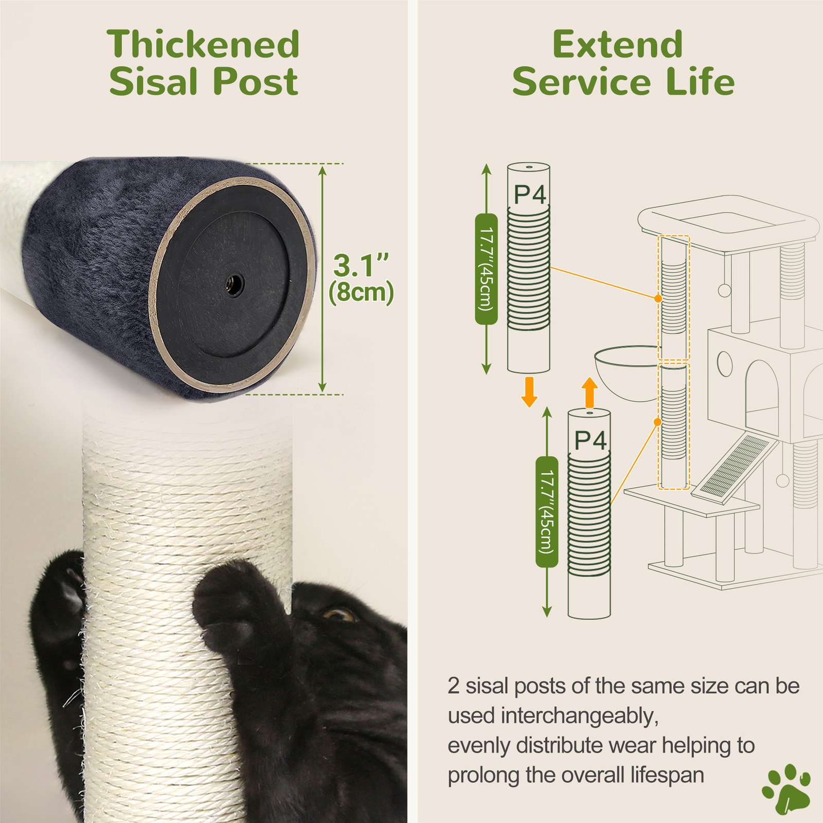 S50  Cat Tree For Large Cats(Dark Grey,50-inch)