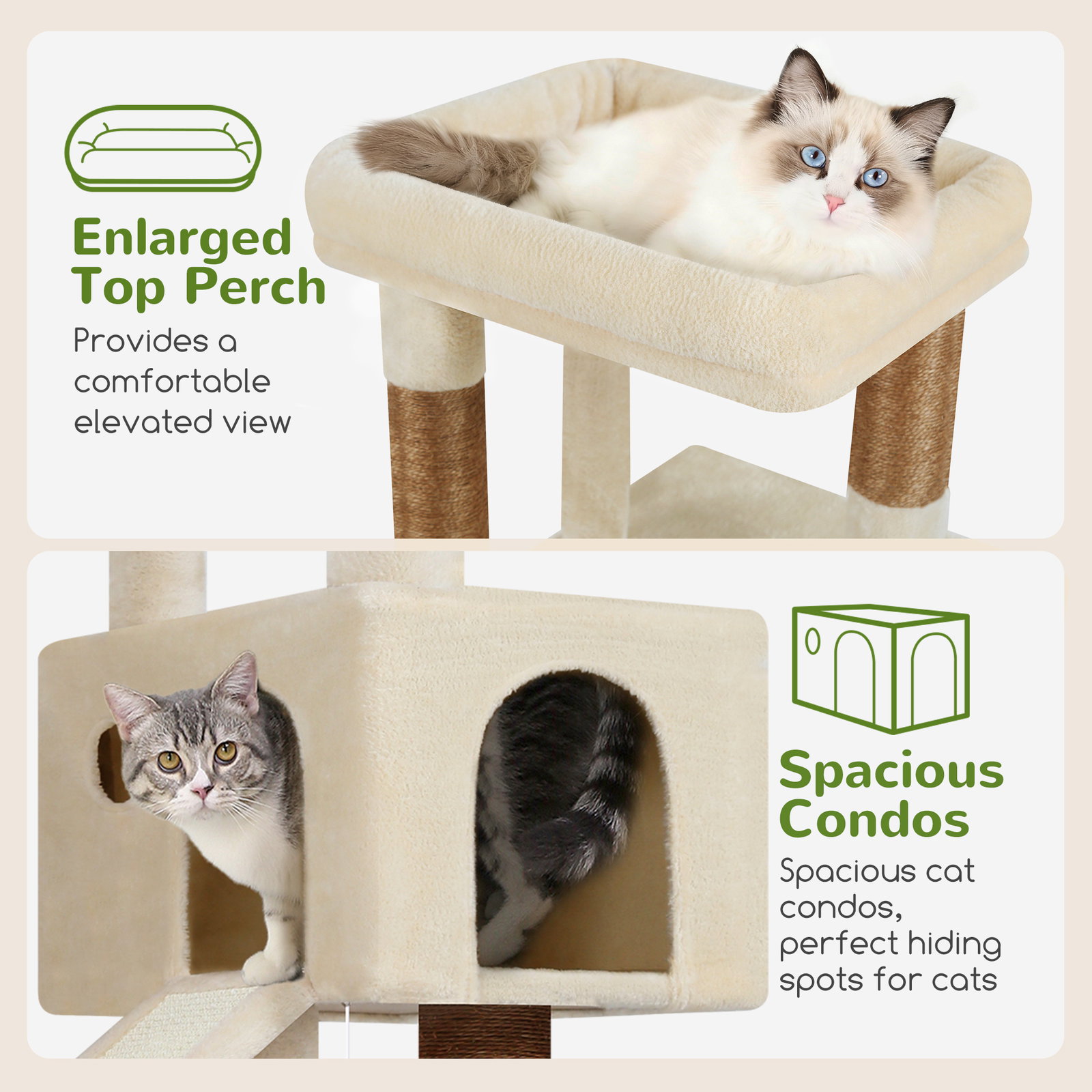 S50  Cat Tree For Large Cats(Beige,50-inch)